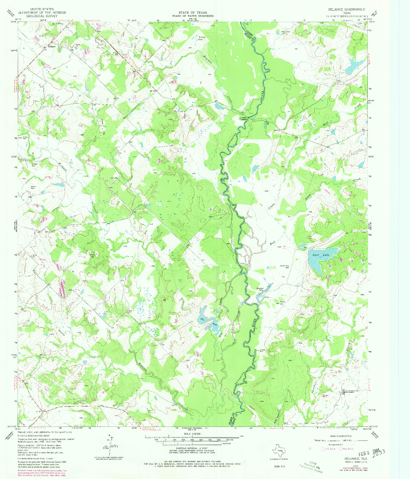 USGS 1:24000-SCALE QUADRANGLE FOR RELIANCE, TX 1959