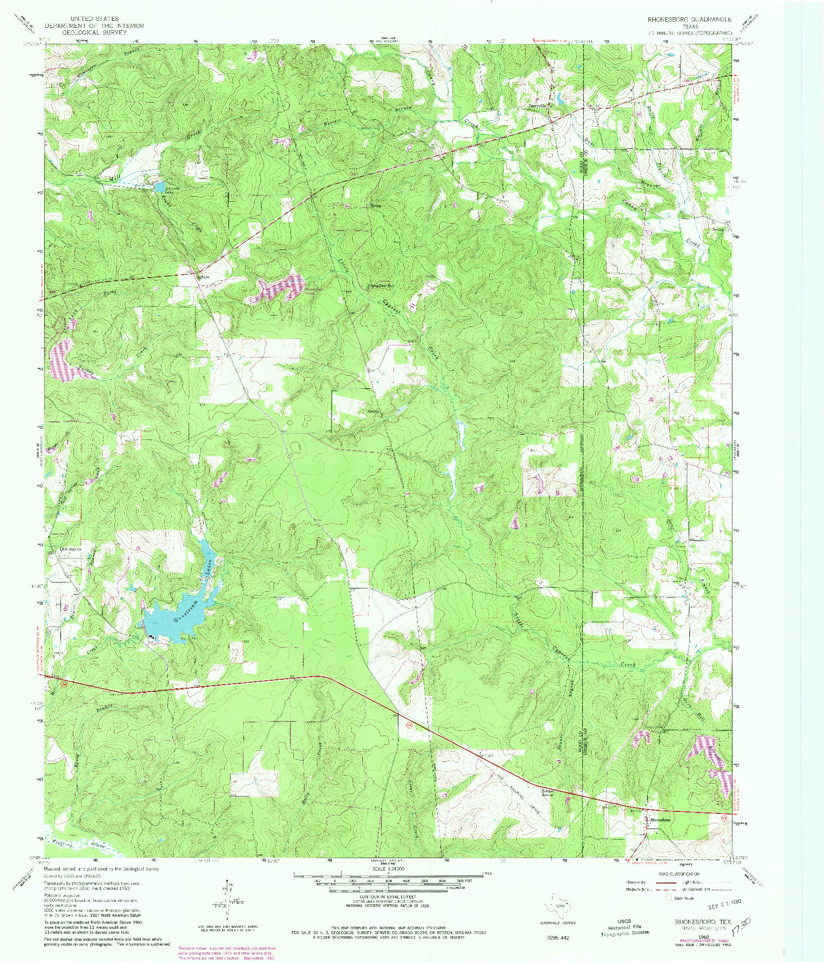 USGS 1:24000-SCALE QUADRANGLE FOR RHONESBORO, TX 1960