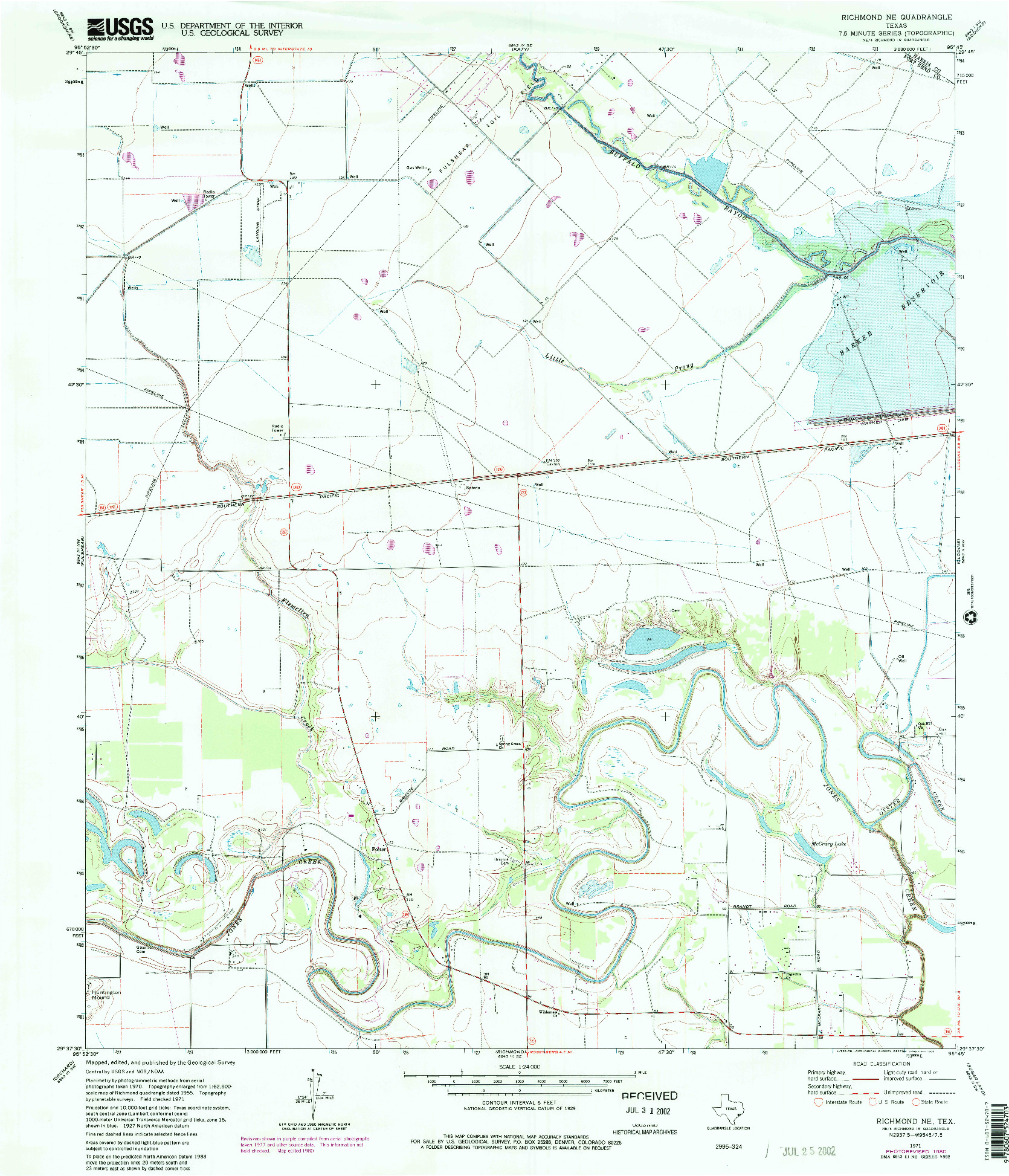 USGS 1:24000-SCALE QUADRANGLE FOR RICHMOND NE, TX 1971