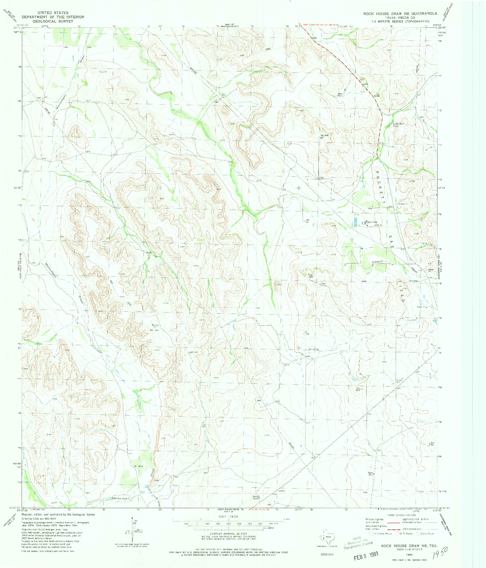 USGS 1:24000-SCALE QUADRANGLE FOR ROCK HOUSE DRAW NE, TX 1980