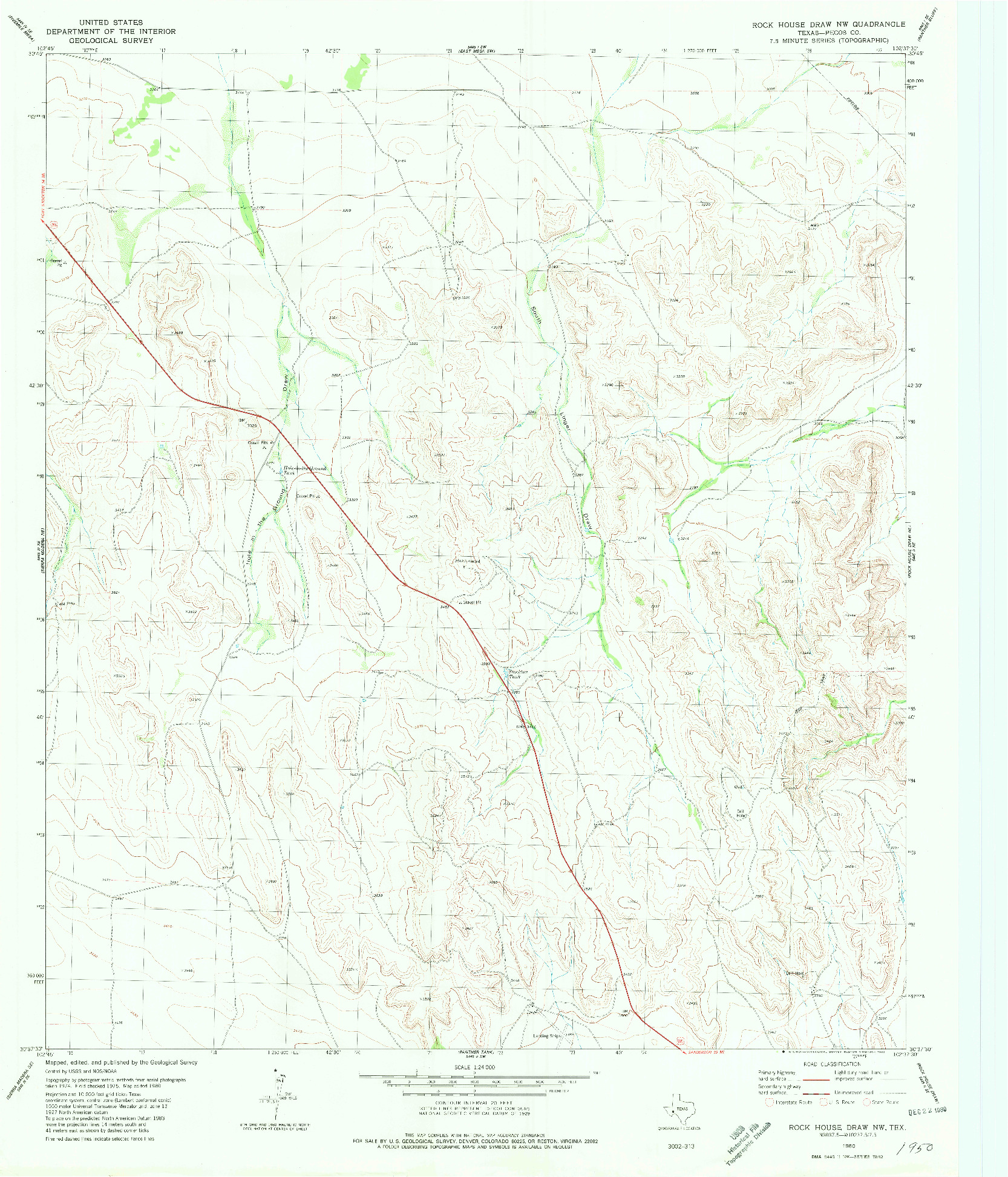 USGS 1:24000-SCALE QUADRANGLE FOR ROCK HOUSE DRAW NW, TX 1980