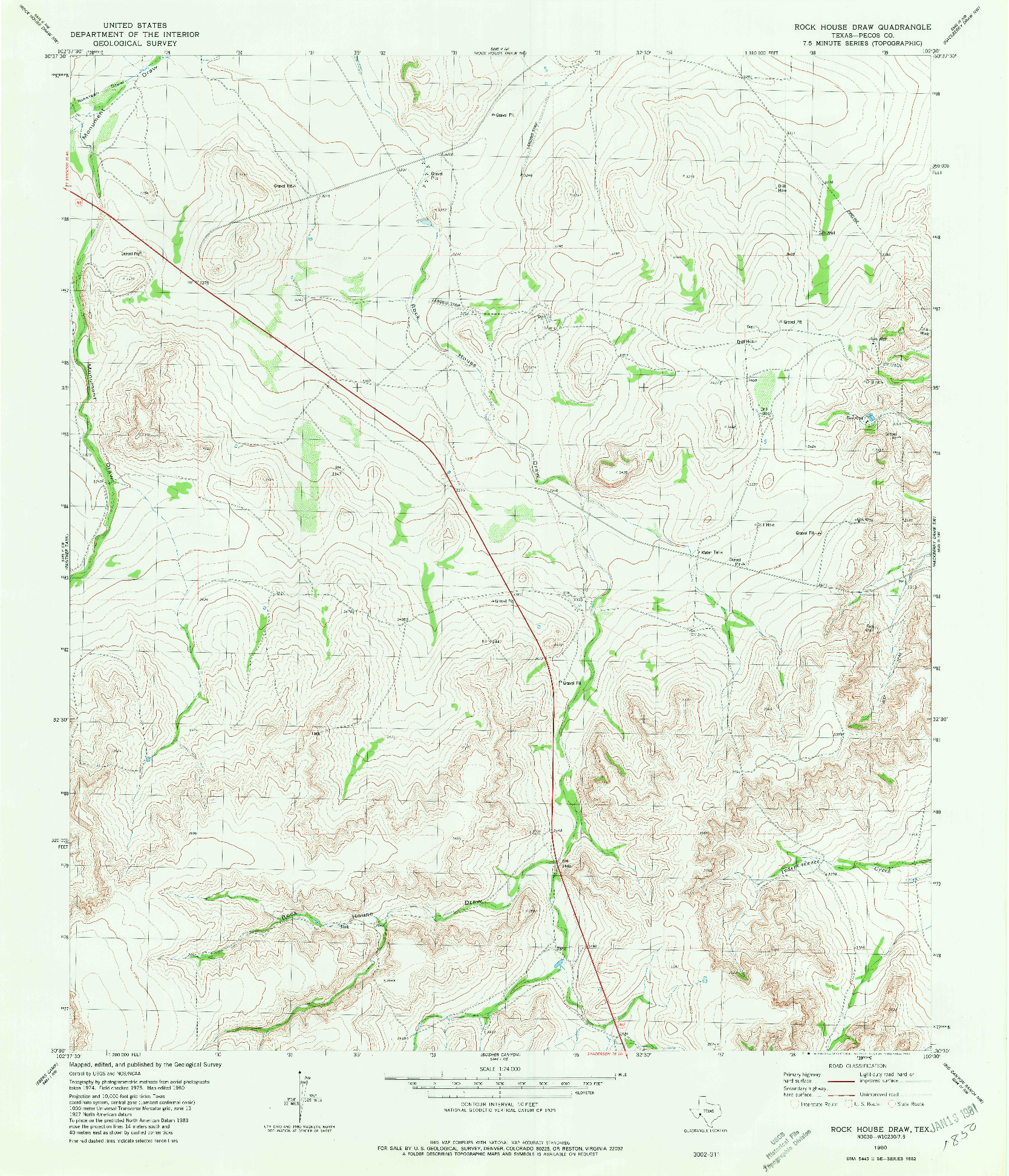USGS 1:24000-SCALE QUADRANGLE FOR ROCK HOUSE DRAW, TX 1980