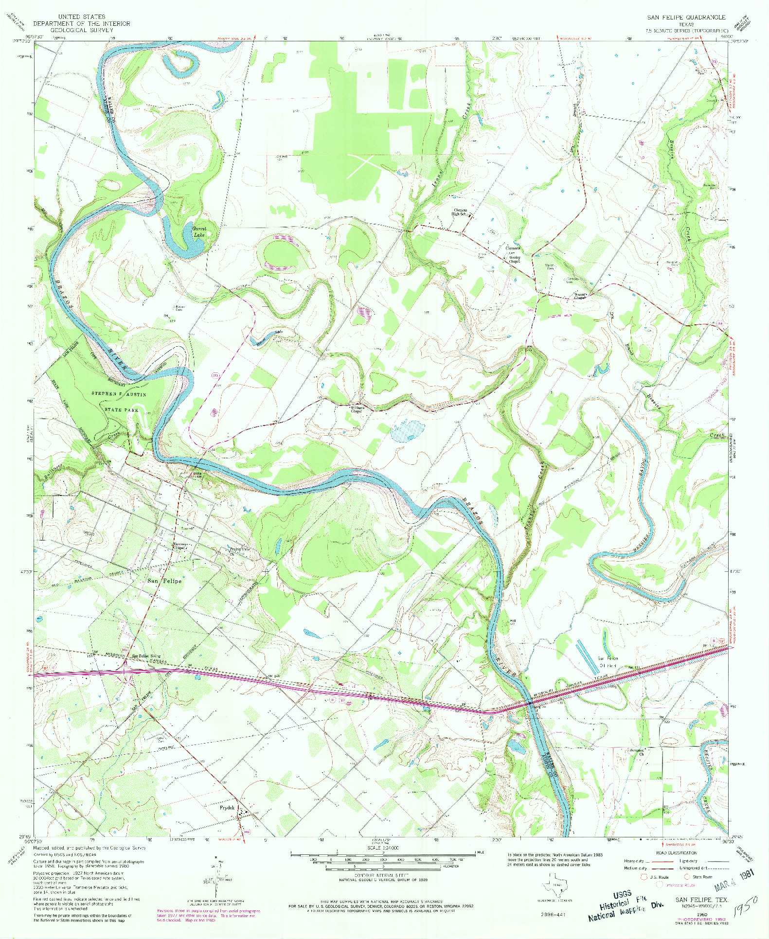 USGS 1:24000-SCALE QUADRANGLE FOR SAN FELIPE, TX 1960