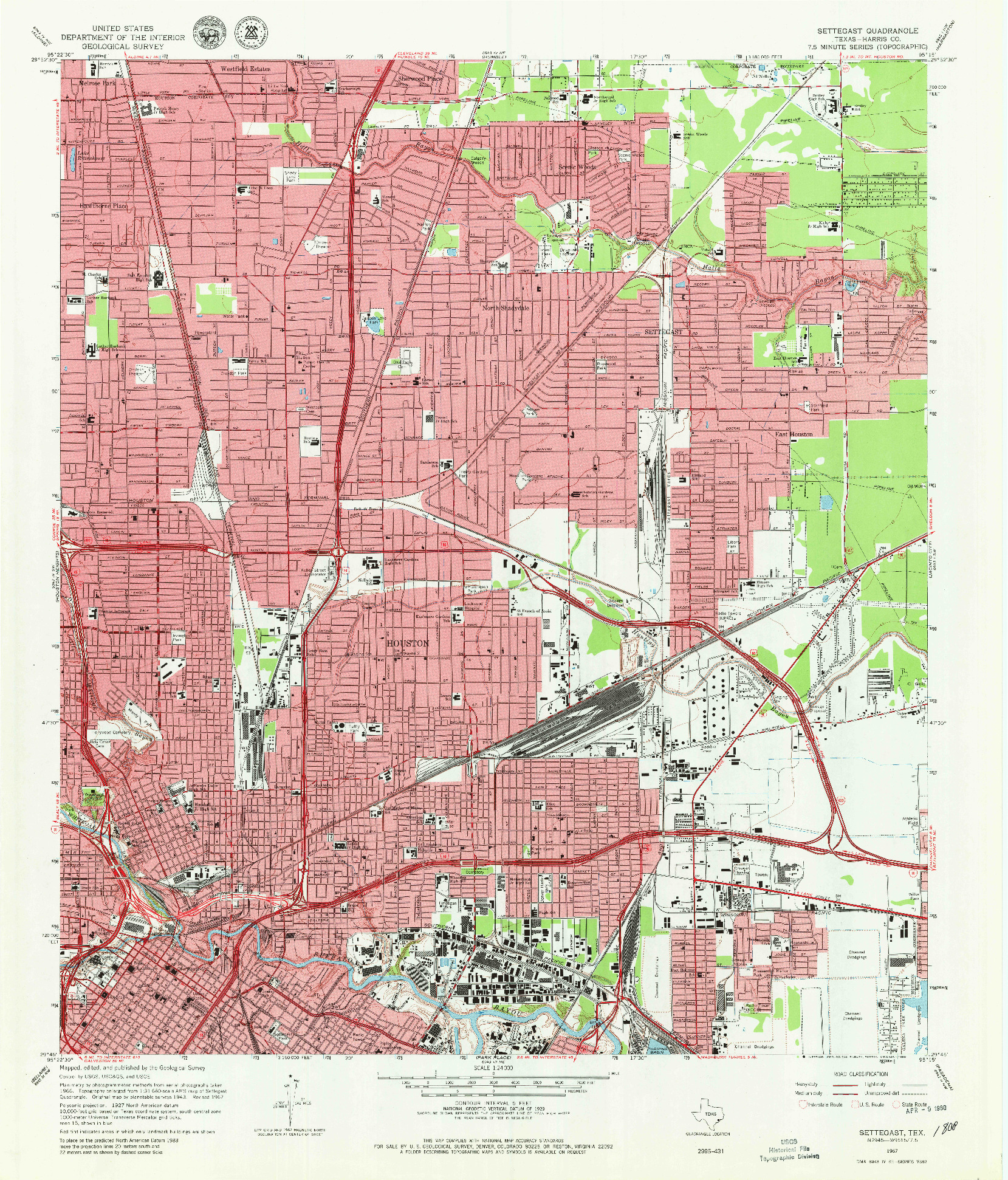 USGS 1:24000-SCALE QUADRANGLE FOR SETTEGAST, TX 1967