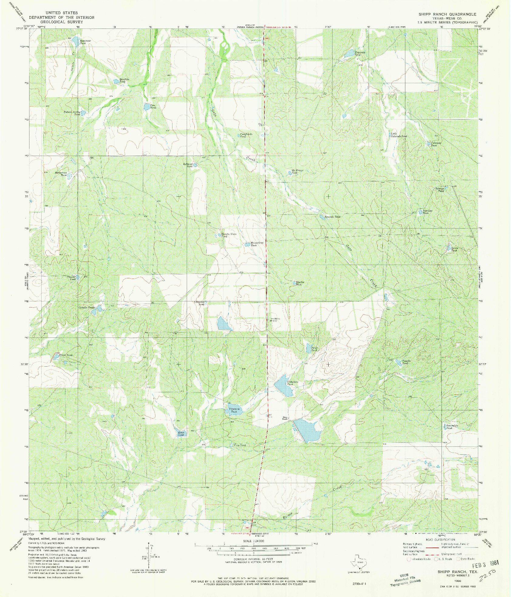 USGS 1:24000-SCALE QUADRANGLE FOR SHIPP RANCH, TX 1980