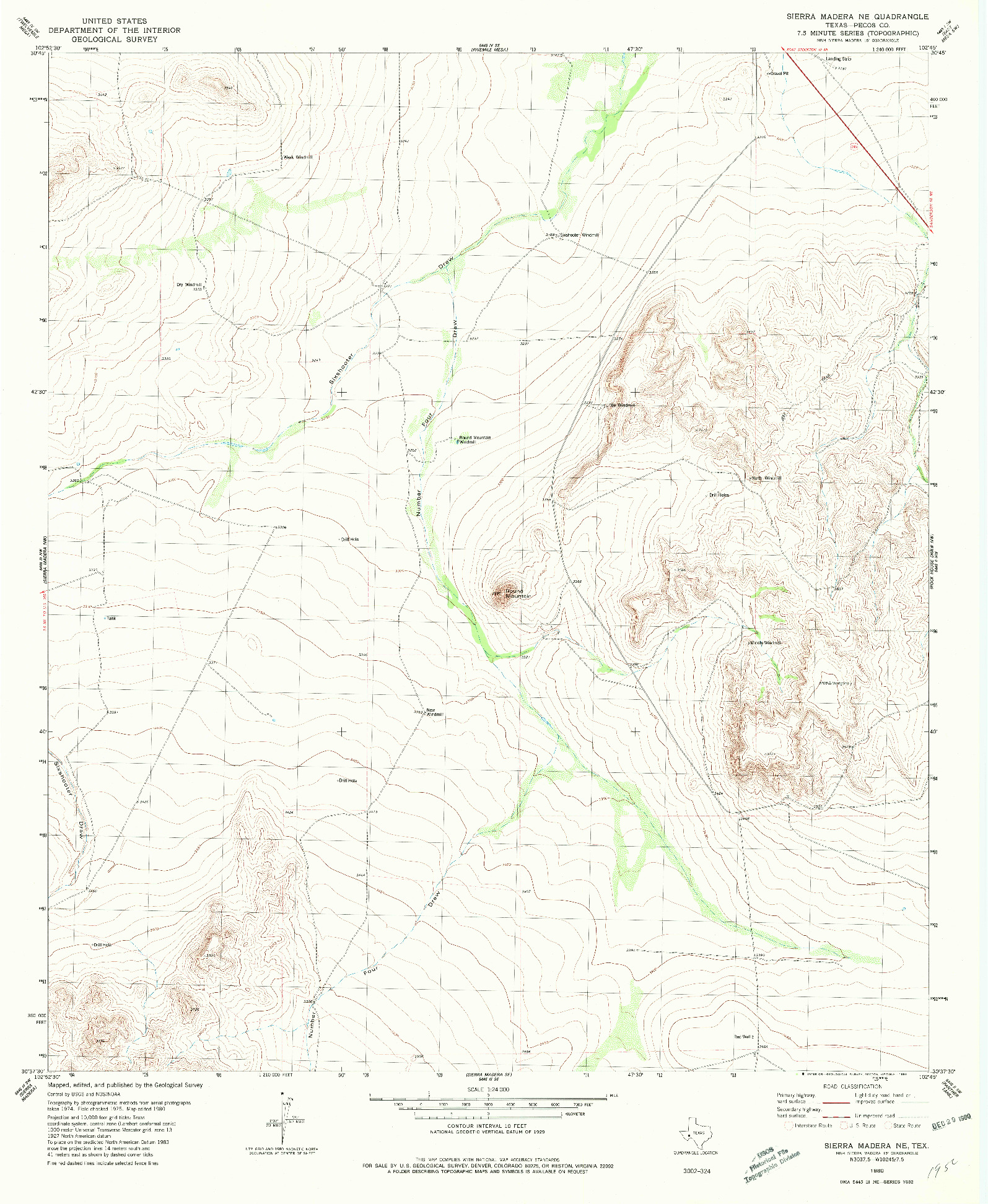 USGS 1:24000-SCALE QUADRANGLE FOR SIERRA MADERA NE, TX 1980
