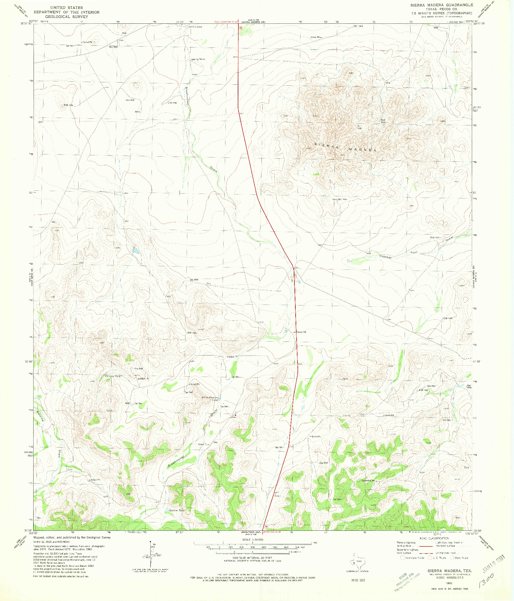 USGS 1:24000-SCALE QUADRANGLE FOR SIERRA MADERA, TX 1980