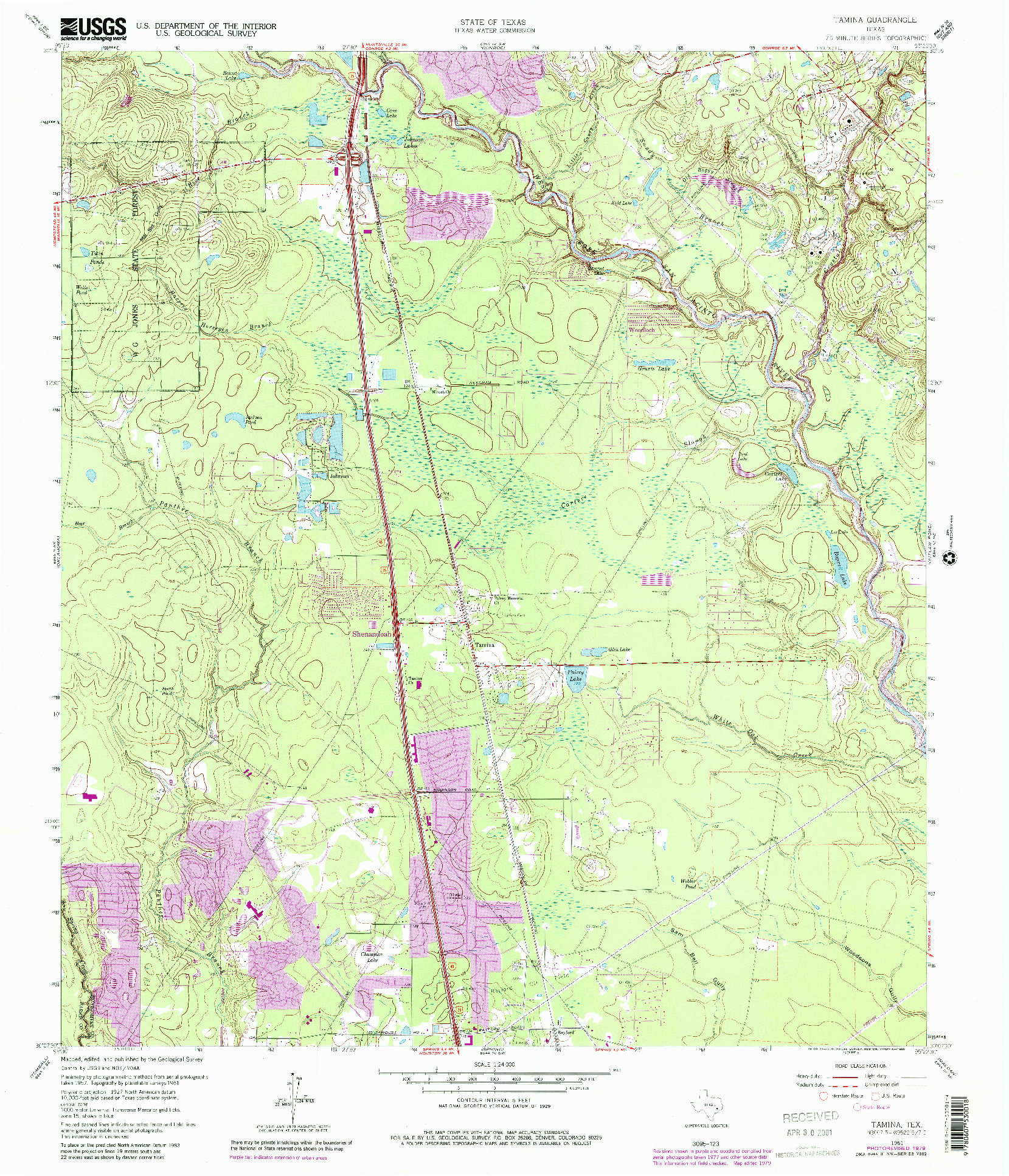 USGS 1:24000-SCALE QUADRANGLE FOR TAMINA, TX 1961