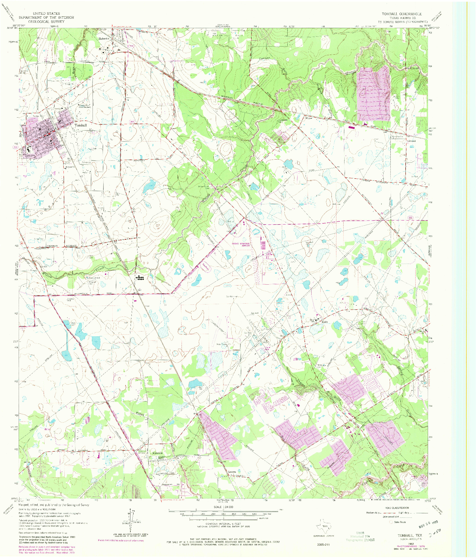 USGS 1:24000-SCALE QUADRANGLE FOR TOMBALL, TX 1962