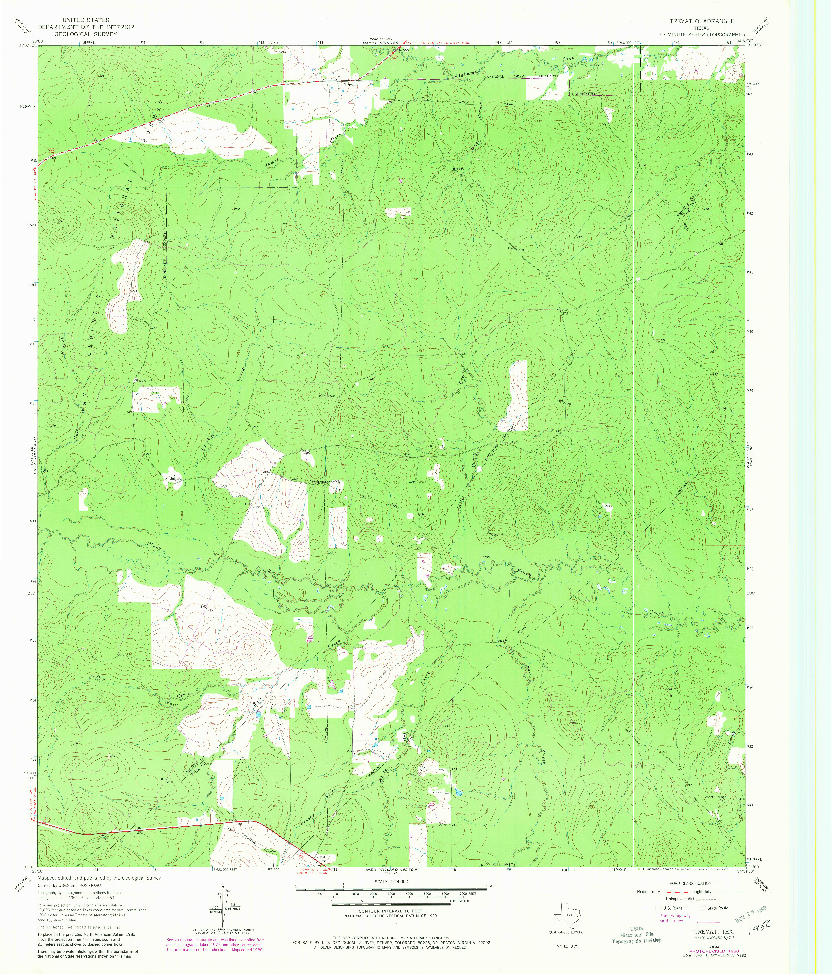 USGS 1:24000-SCALE QUADRANGLE FOR TREVAT, TX 1963