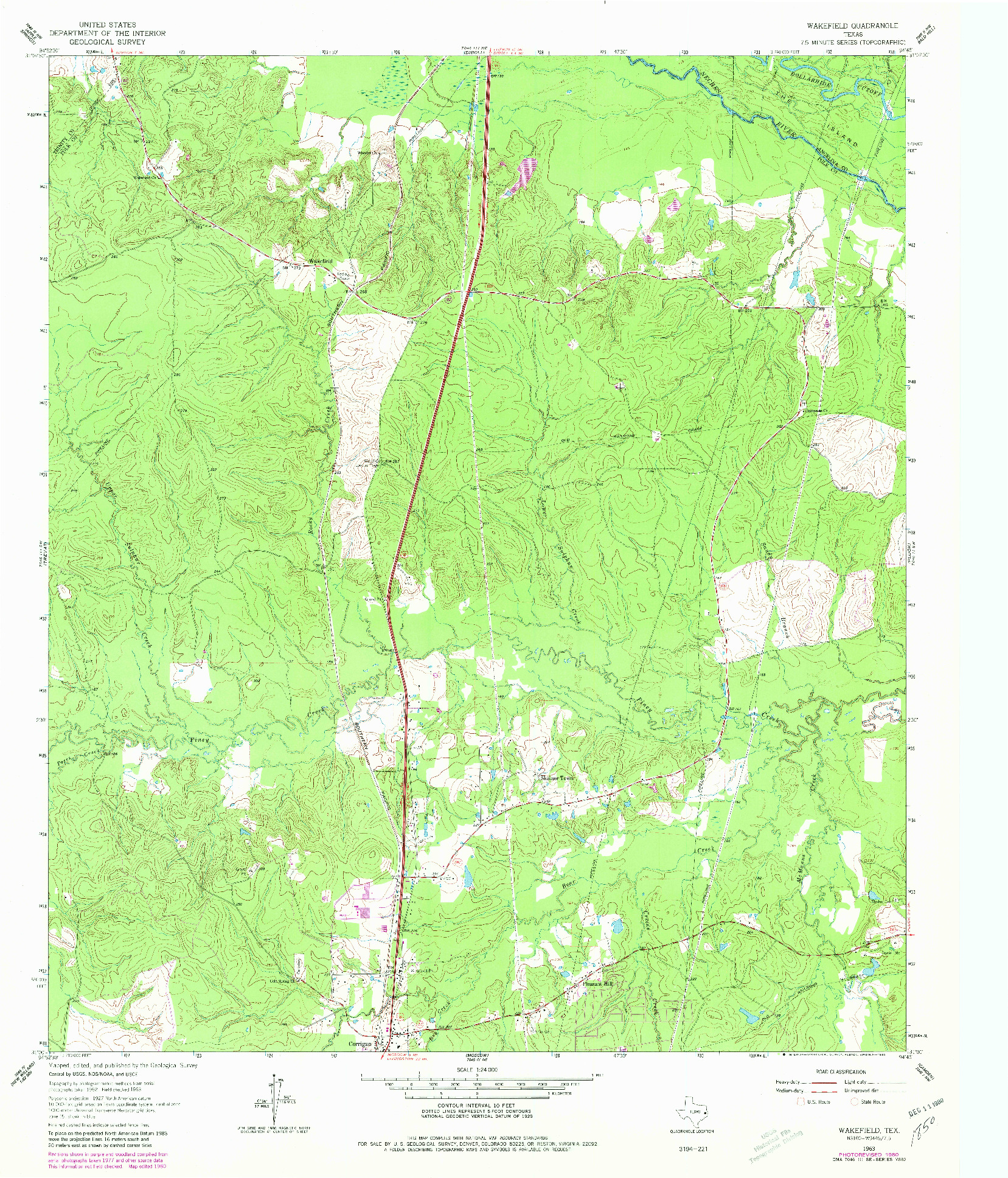 USGS 1:24000-SCALE QUADRANGLE FOR WAKEFIELD, TX 1963