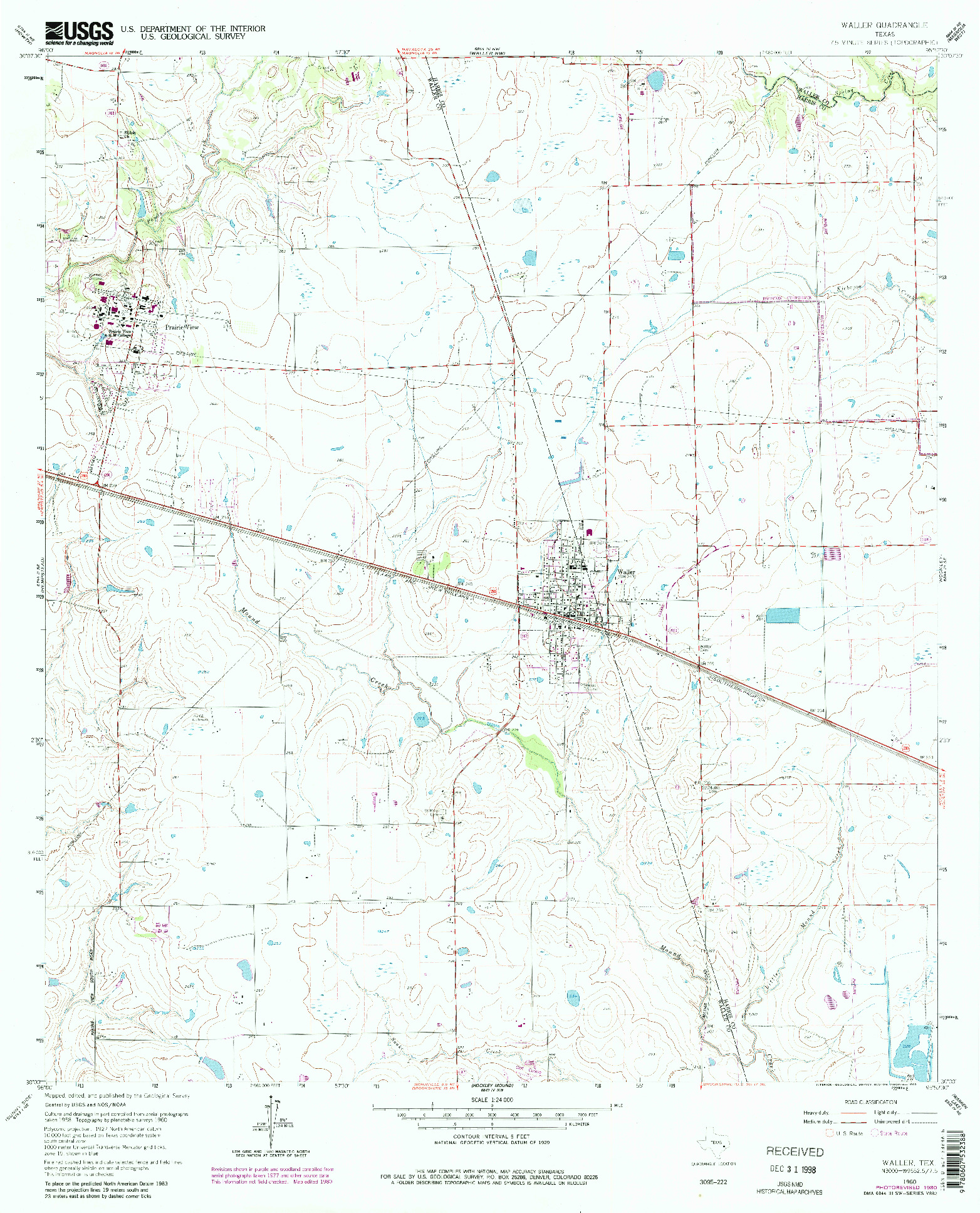 USGS 1:24000-SCALE QUADRANGLE FOR WALLER, TX 1960