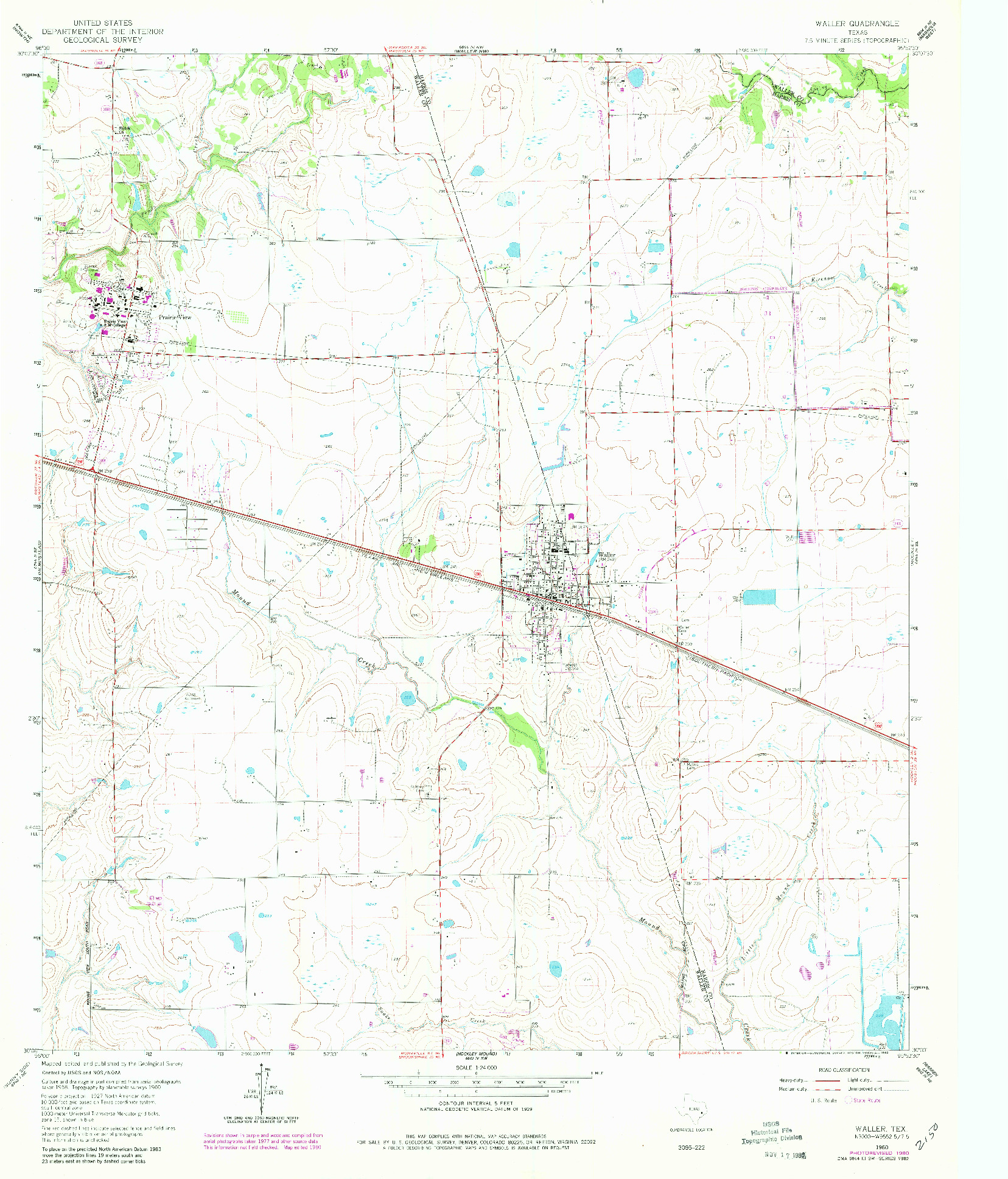 USGS 1:24000-SCALE QUADRANGLE FOR WALLER, TX 1960