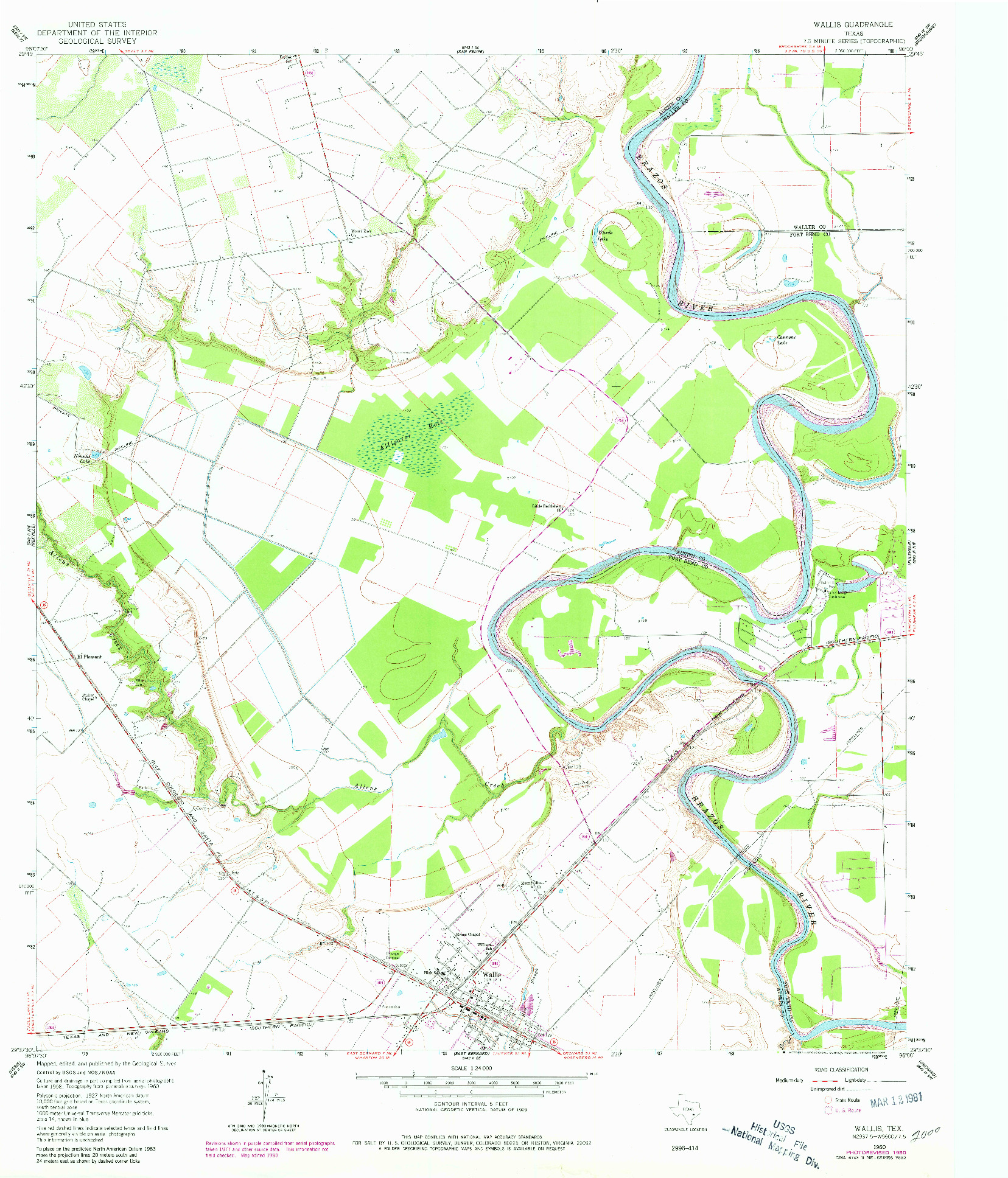 USGS 1:24000-SCALE QUADRANGLE FOR WALLIS, TX 1960