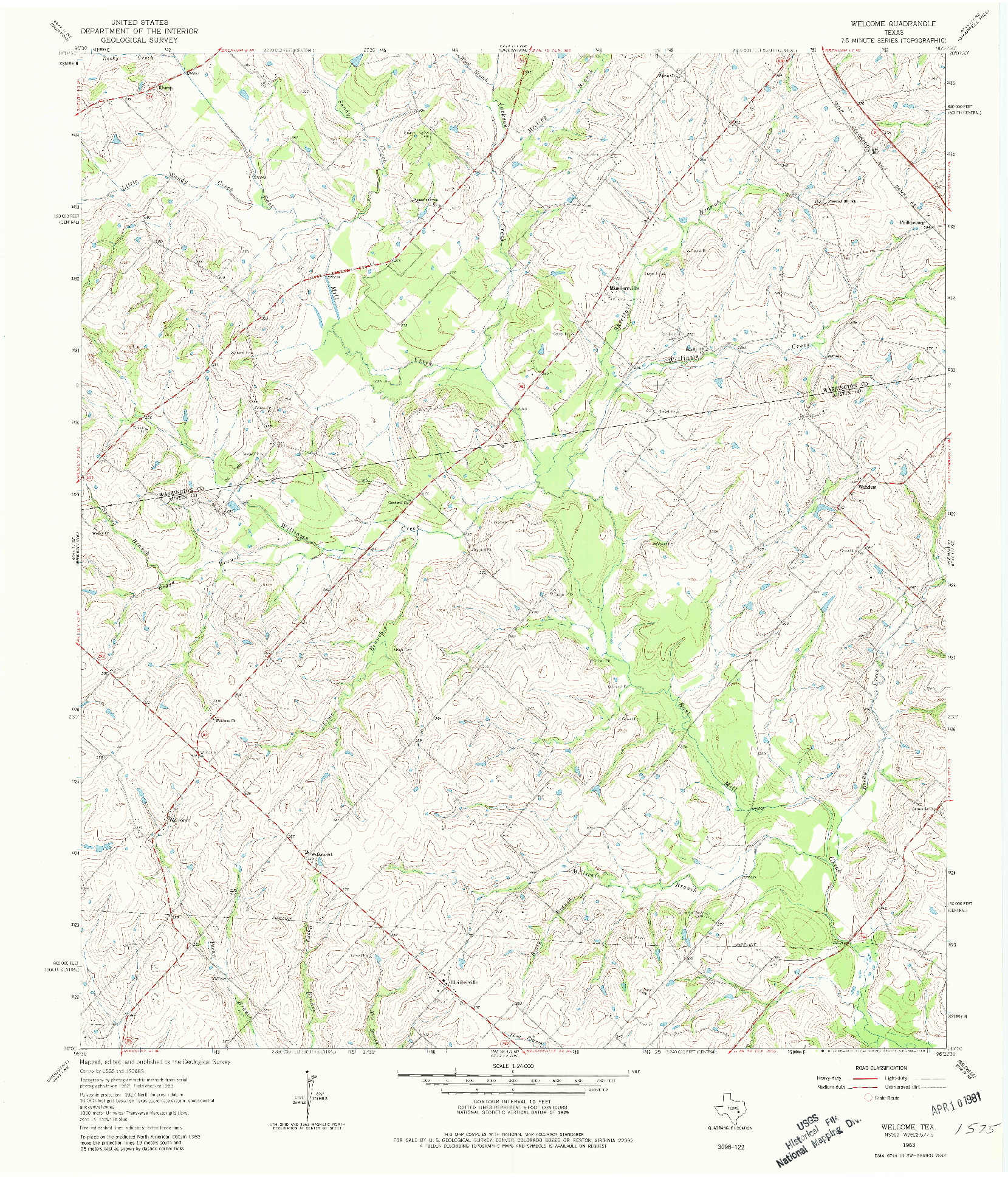 USGS 1:24000-SCALE QUADRANGLE FOR WELCOME, TX 1963