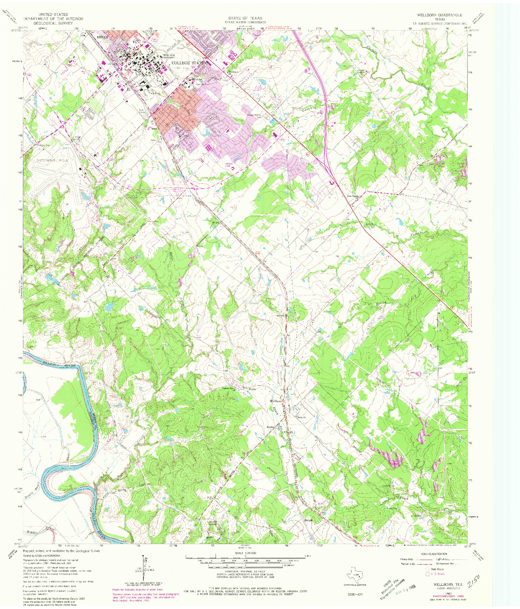 USGS 1:24000-SCALE QUADRANGLE FOR WELLBORN, TX 1961