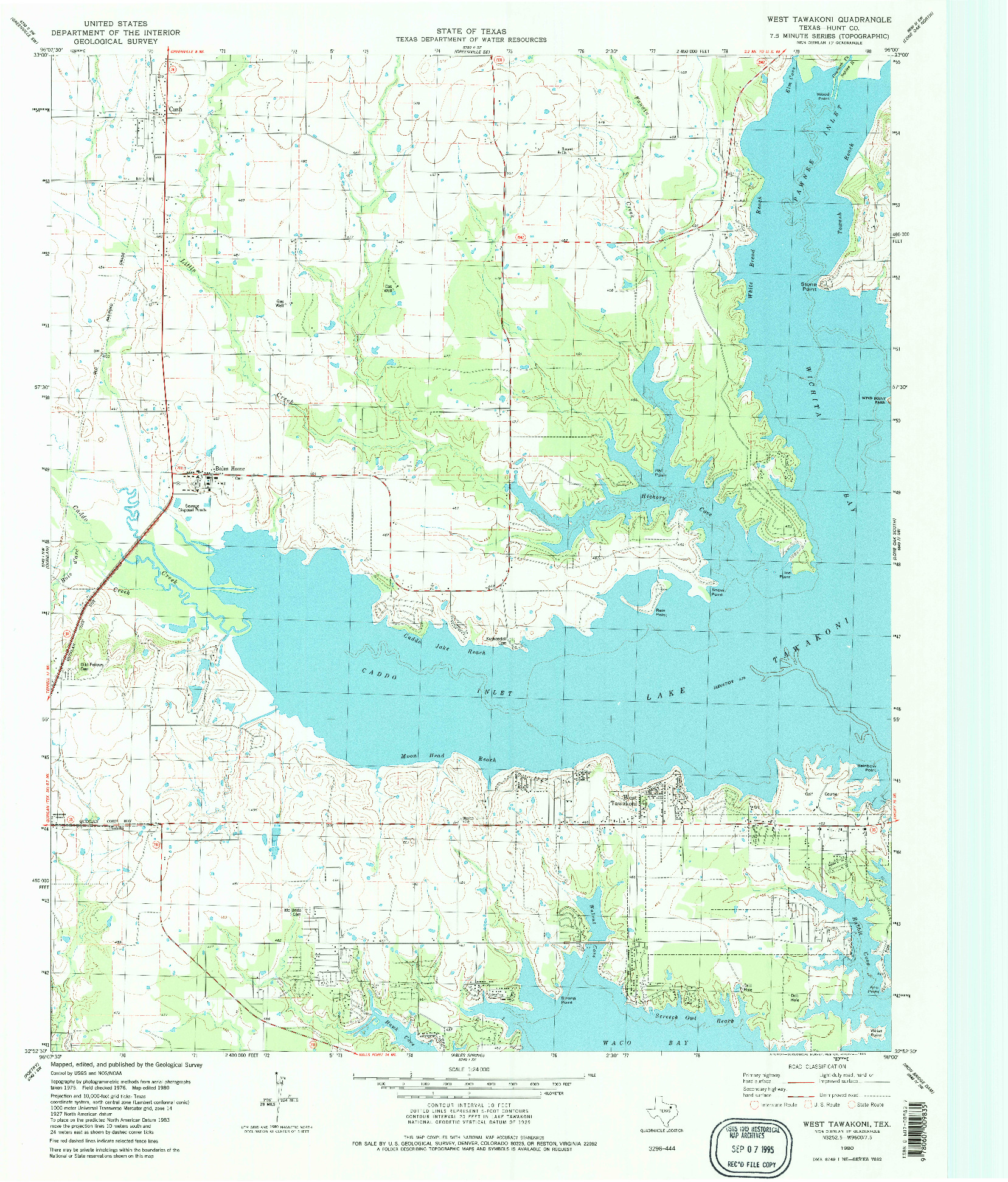 USGS 1:24000-SCALE QUADRANGLE FOR WEST TAWAKONI, TX 1980