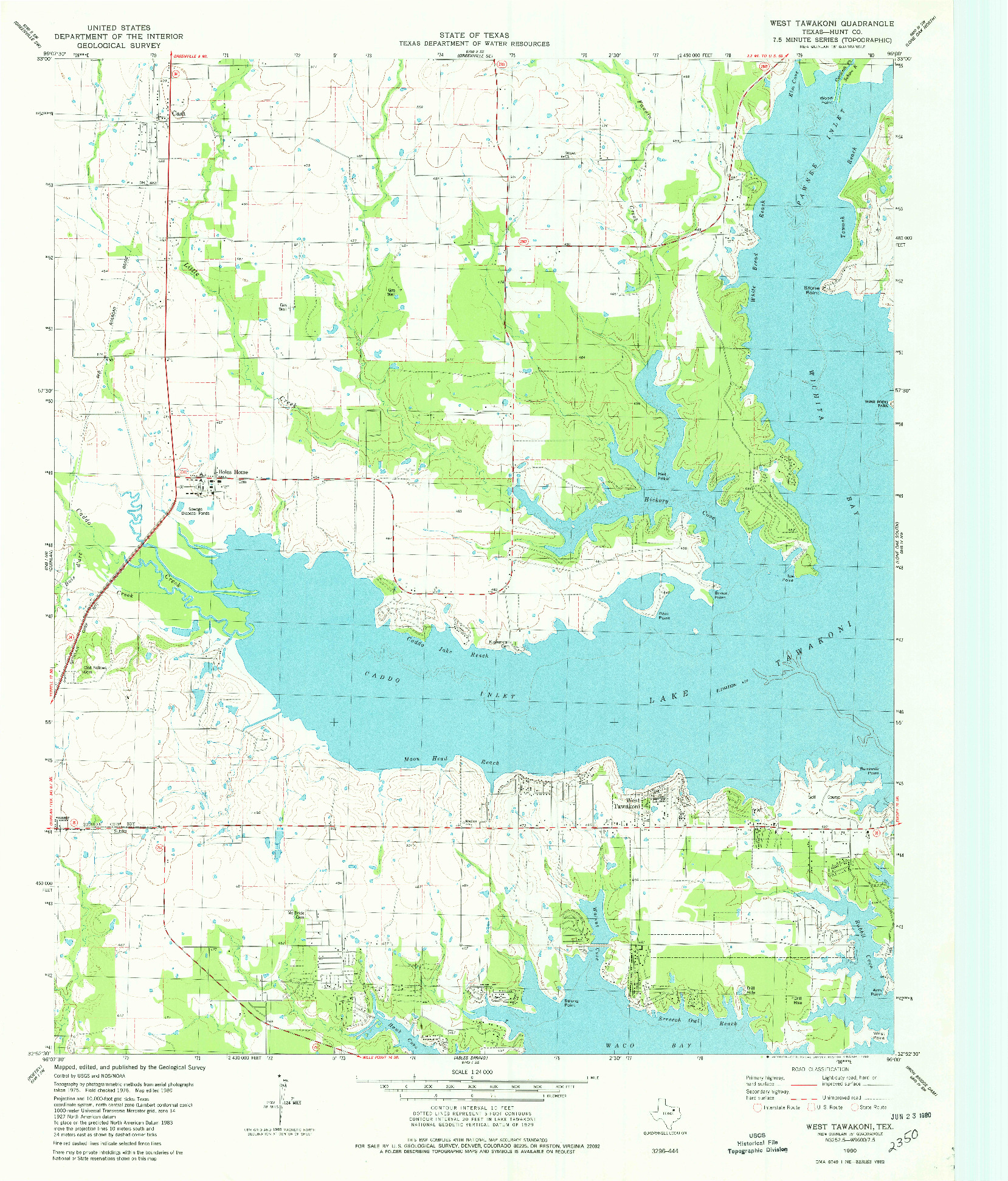 USGS 1:24000-SCALE QUADRANGLE FOR WEST TAWAKONI, TX 1980