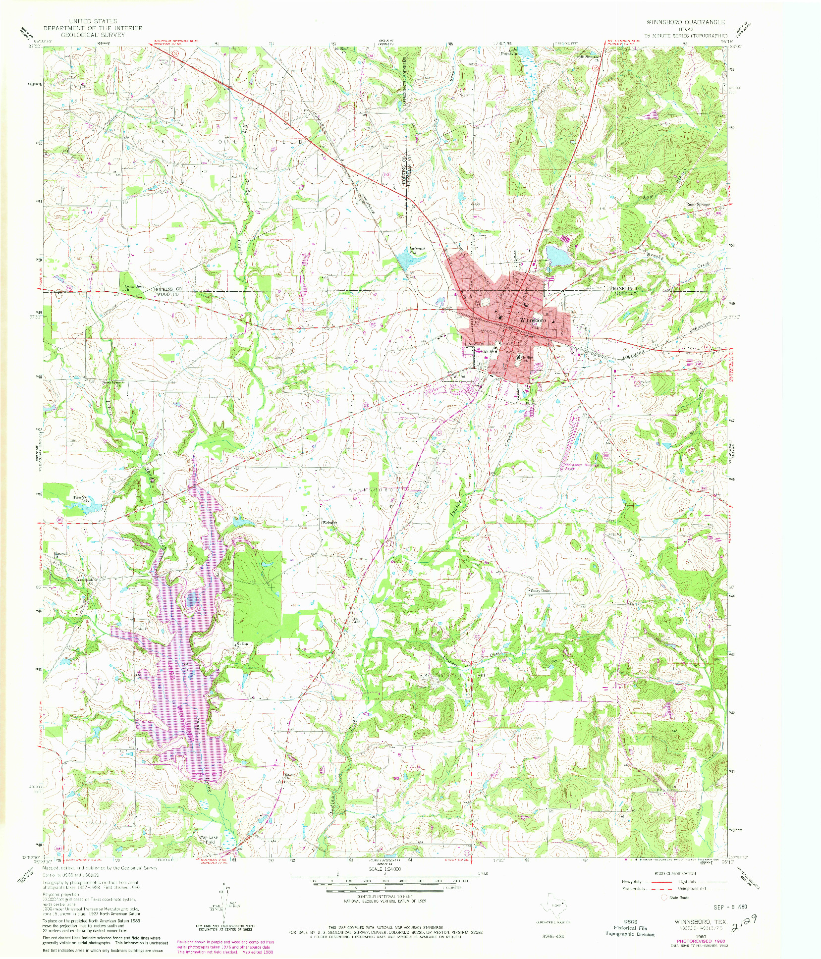 USGS 1:24000-SCALE QUADRANGLE FOR WINNSBORO, TX 1960