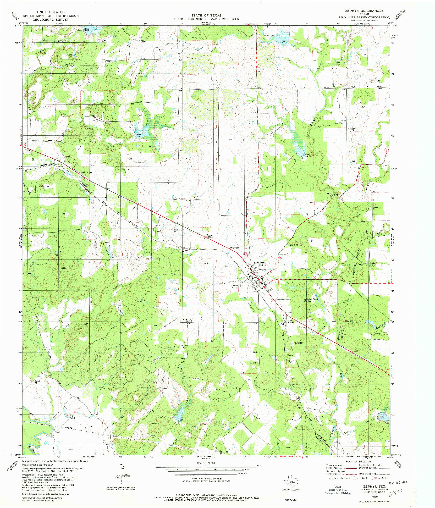 USGS 1:24000-SCALE QUADRANGLE FOR ZEPHYR, TX 1979