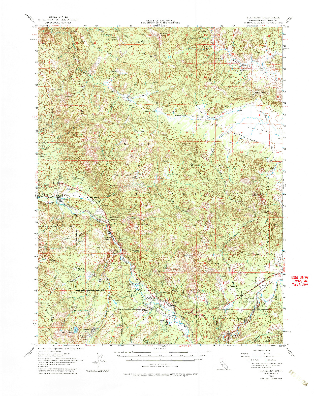 USGS 1:62500-SCALE QUADRANGLE FOR BLAIRSDEN, CA 1956