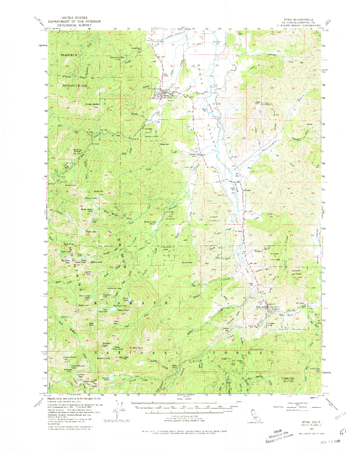 USGS 1:62500-SCALE QUADRANGLE FOR ETNA, CA 1955