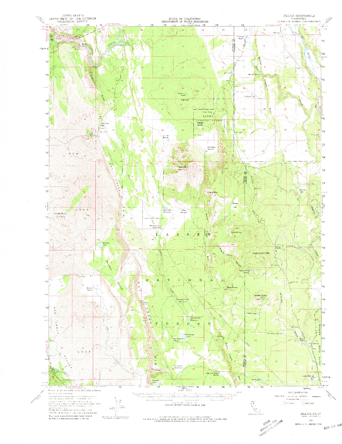 USGS 1:62500-SCALE QUADRANGLE FOR JELLICO, CA 1957