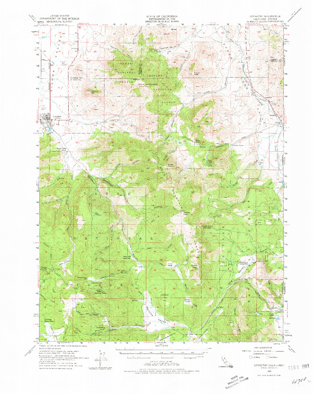 USGS 1:62500-SCALE QUADRANGLE FOR LOYALTON, CA 1955