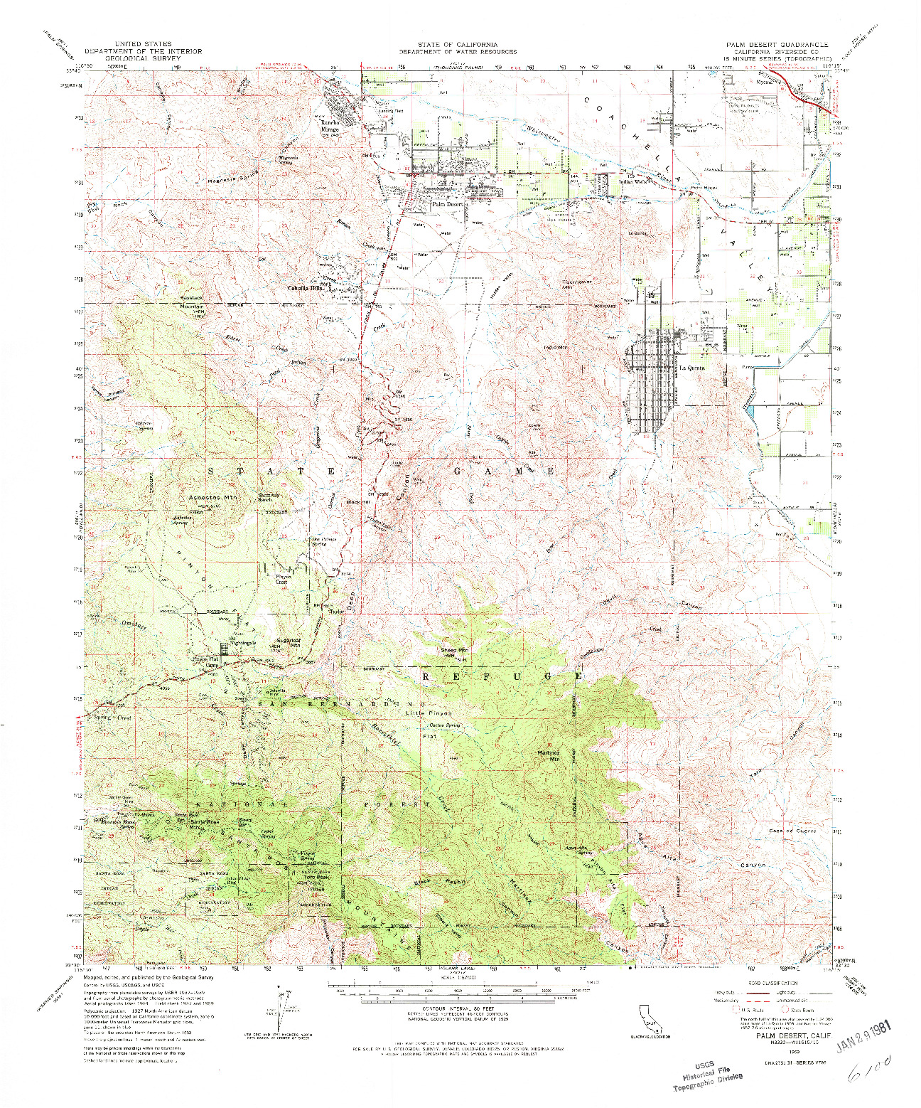USGS 1:62500-SCALE QUADRANGLE FOR PALM DESERT, CA 1959