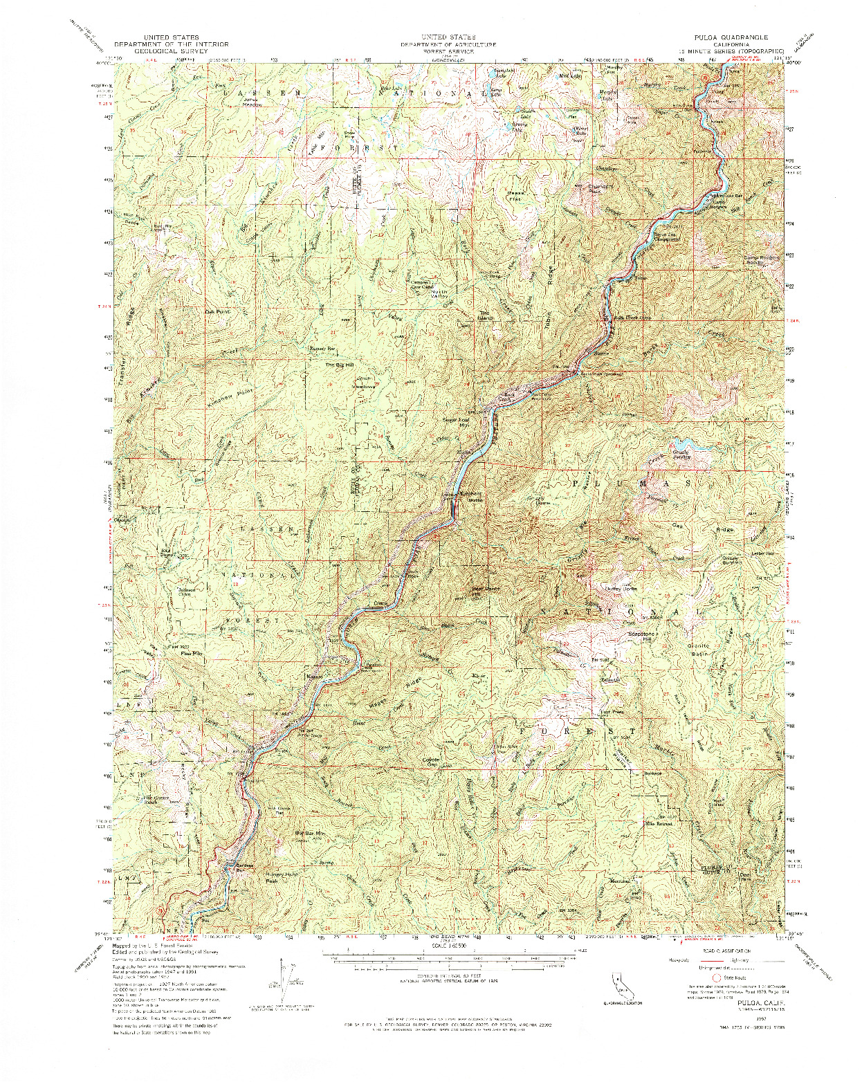 USGS 1:62500-SCALE QUADRANGLE FOR PULGA, CA 1957