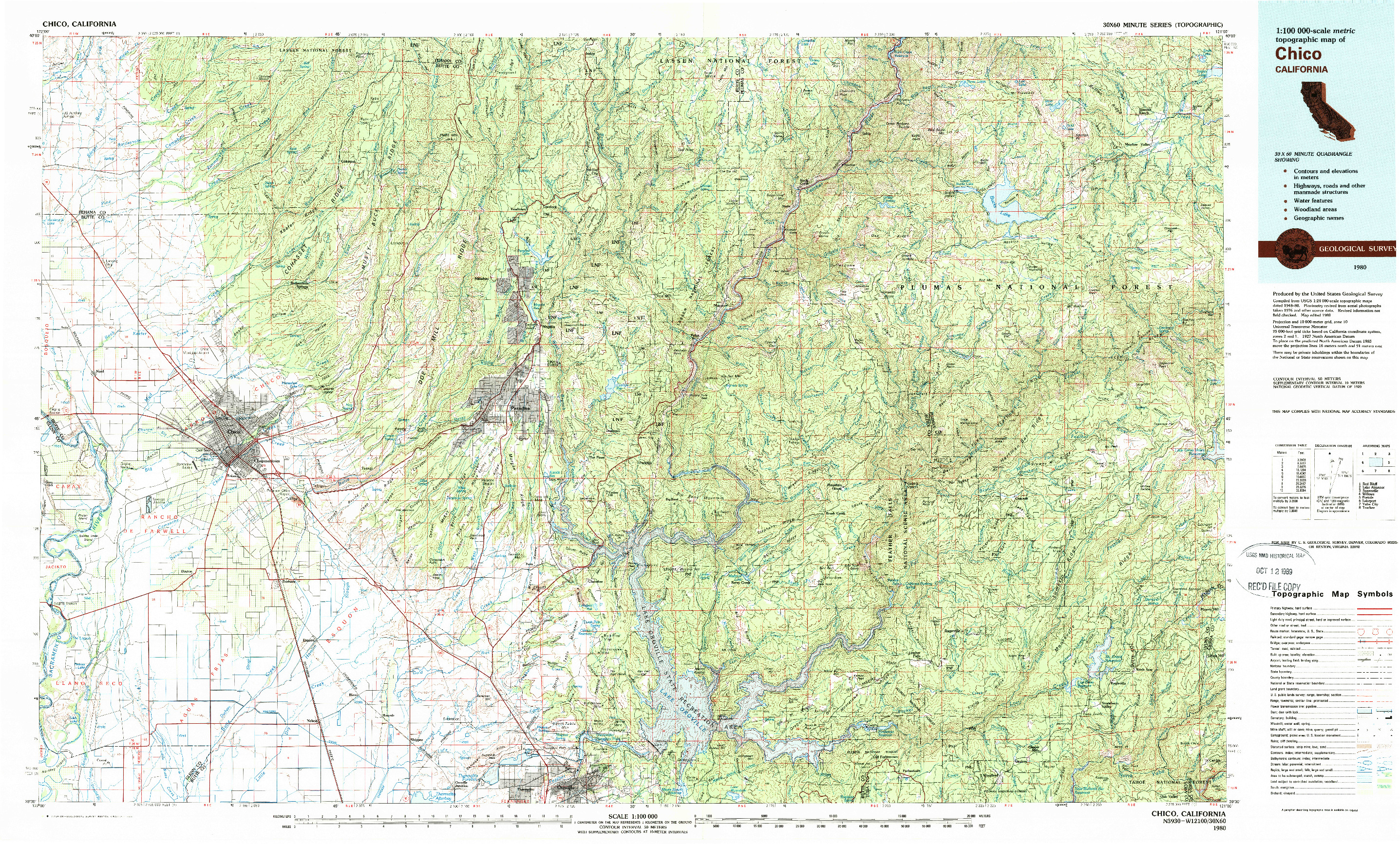 USGS 1:100000-SCALE QUADRANGLE FOR CHICO, CA 1980