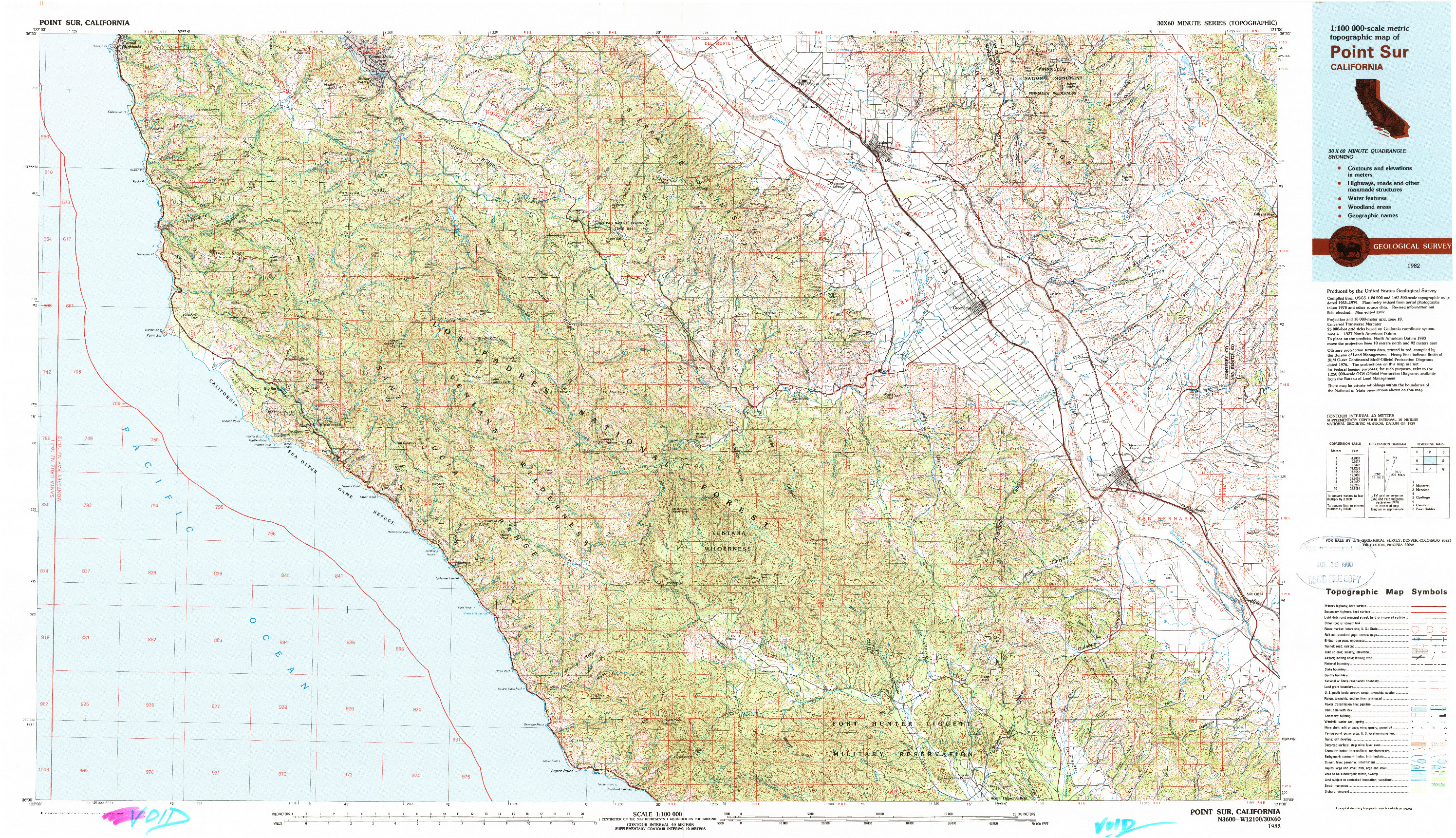 USGS 1:100000-SCALE QUADRANGLE FOR POINT SUR, CA 1982