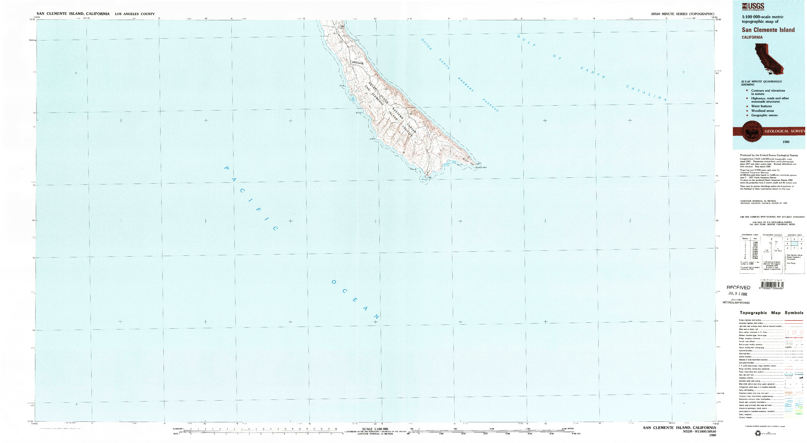 USGS 1:100000-SCALE QUADRANGLE FOR SAN CLEMENTE ISLAND, CA 1980