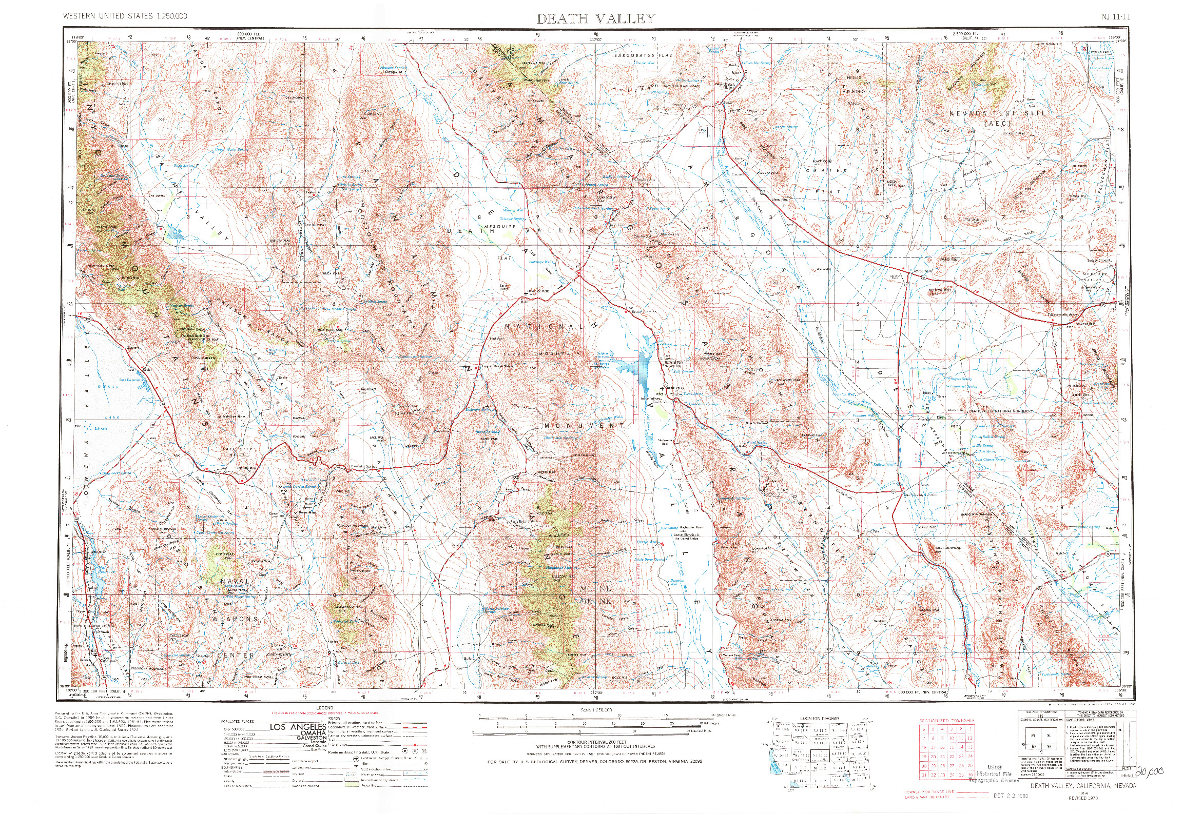 USGS 1:250000-SCALE QUADRANGLE FOR DEATH VALLEY, CA 1954