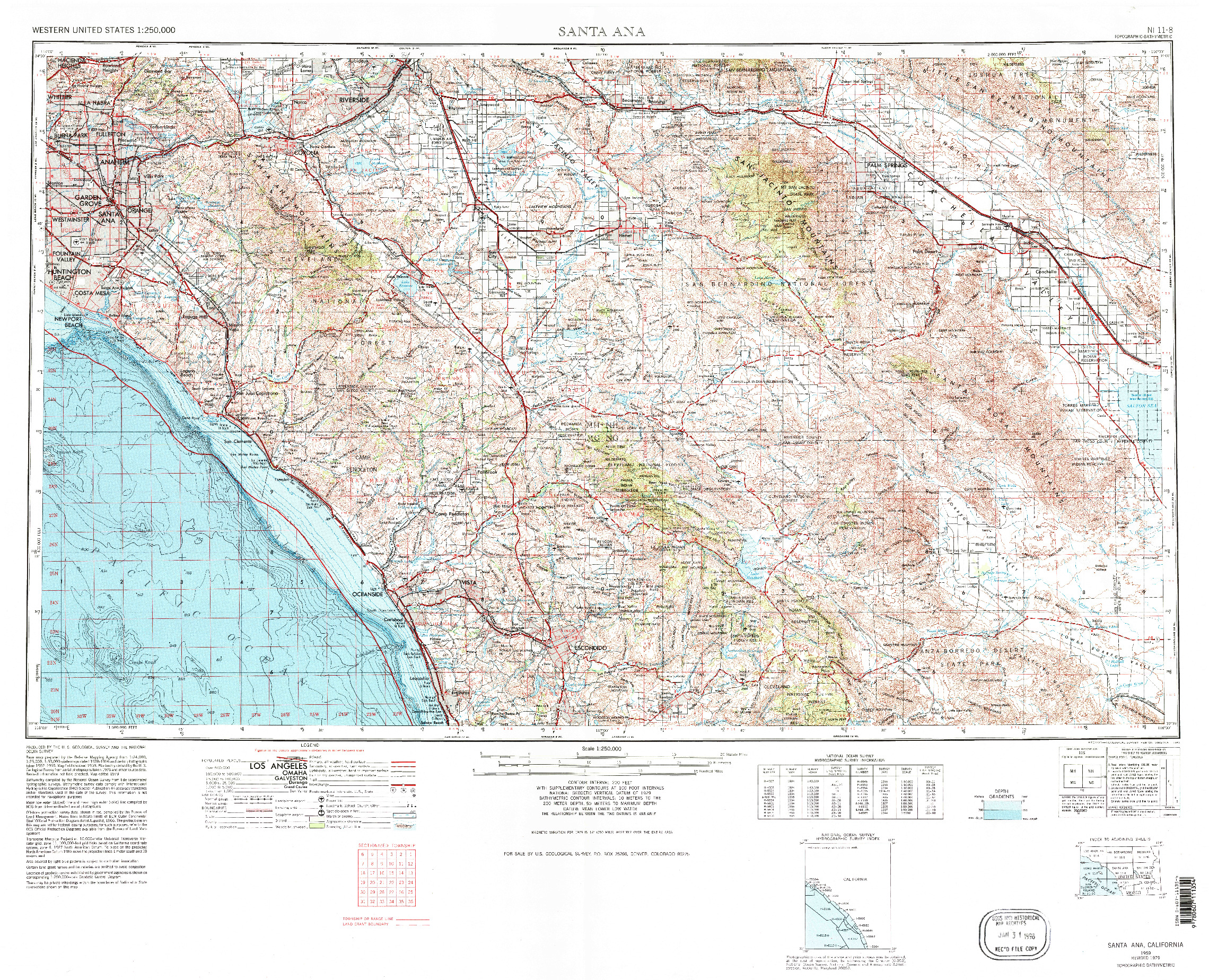 USGS 1:250000-SCALE QUADRANGLE FOR SANTA ANA, CA 1959