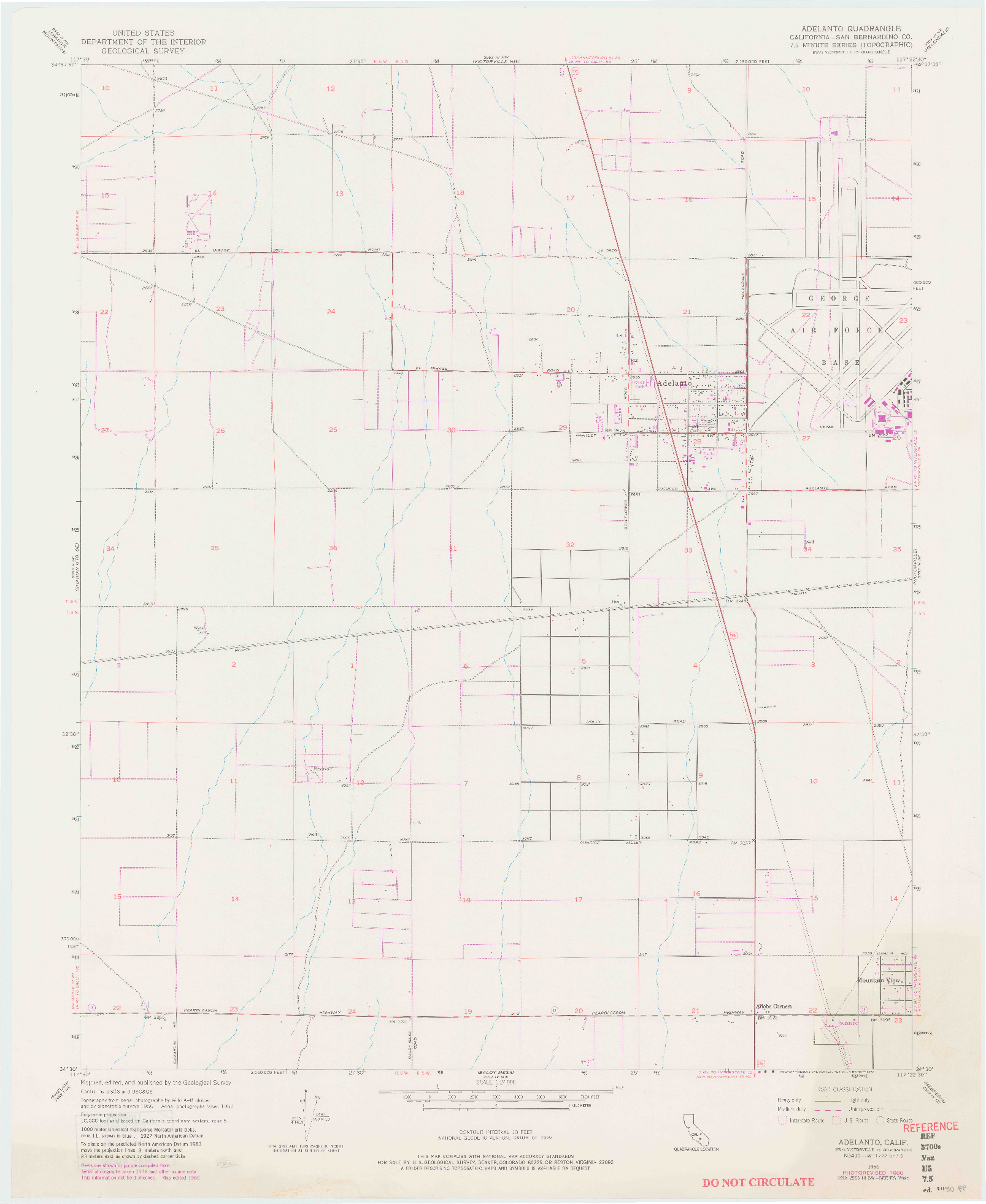 USGS 1:24000-SCALE QUADRANGLE FOR ADELANTO, CA 1956