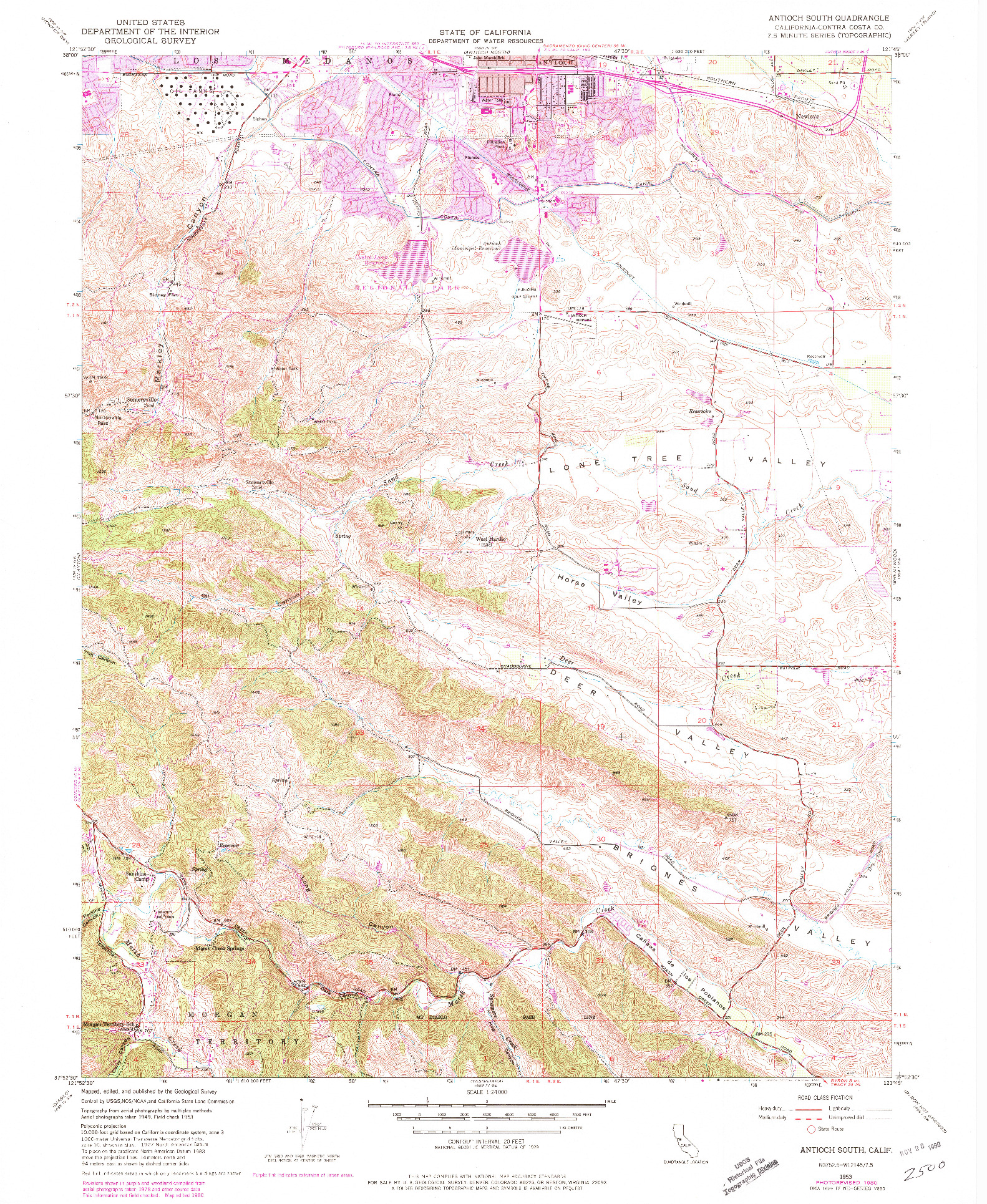 USGS 1:24000-SCALE QUADRANGLE FOR ANTIOCH SOUTH, CA 1953