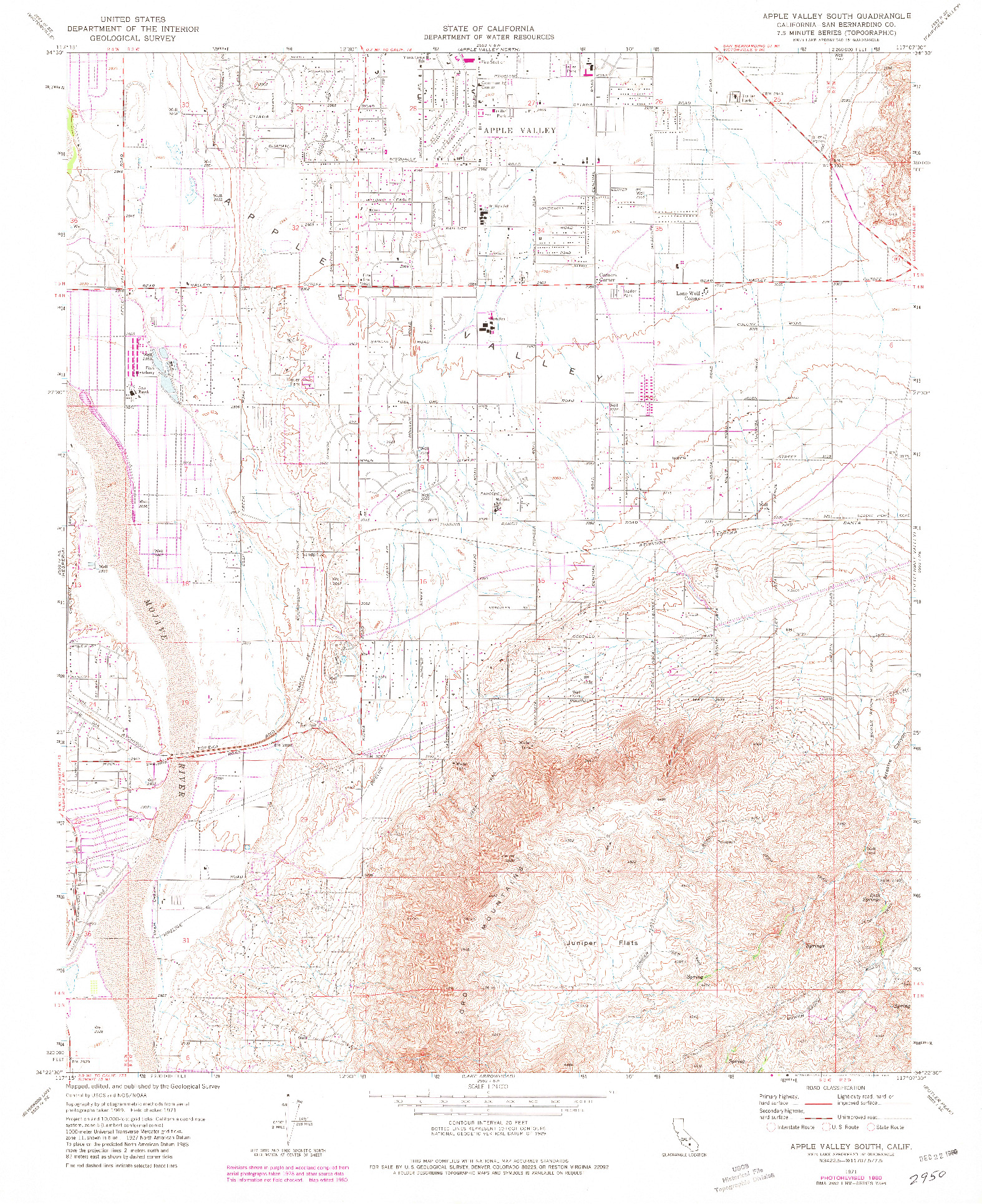 USGS 1:24000-SCALE QUADRANGLE FOR APPLE VALLEY SOUTH, CA 1971