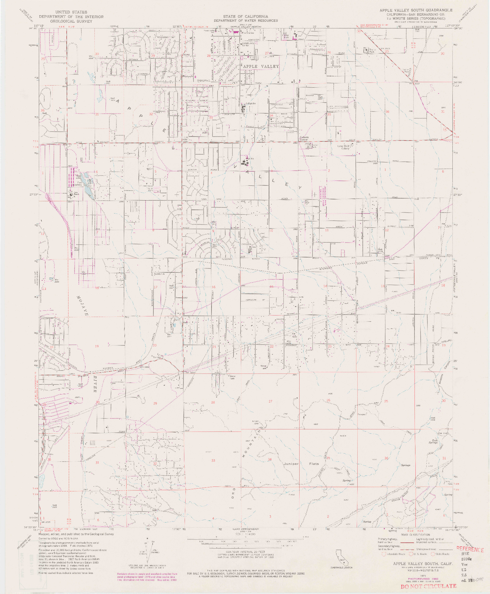 USGS 1:24000-SCALE QUADRANGLE FOR APPLE VALLEY SOUTH, CA 1971