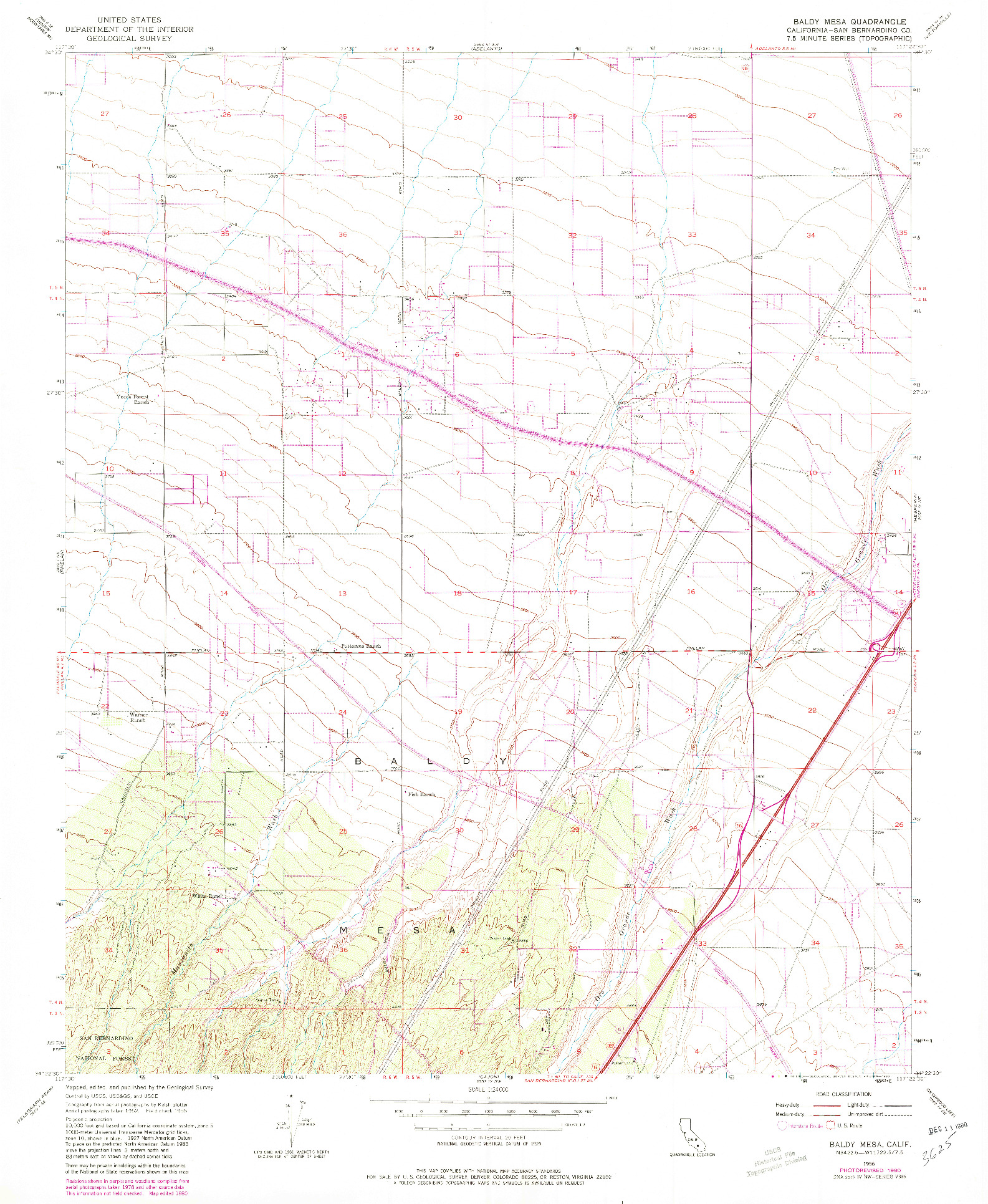 USGS 1:24000-SCALE QUADRANGLE FOR BALDY MESA, CA 1956