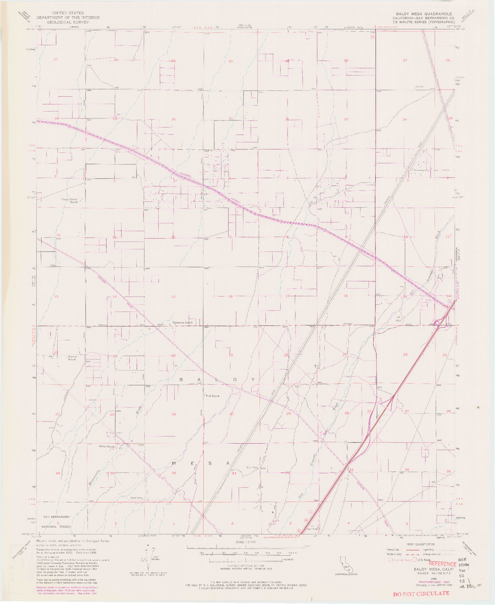 USGS 1:24000-SCALE QUADRANGLE FOR BALDY MESA, CA 1956
