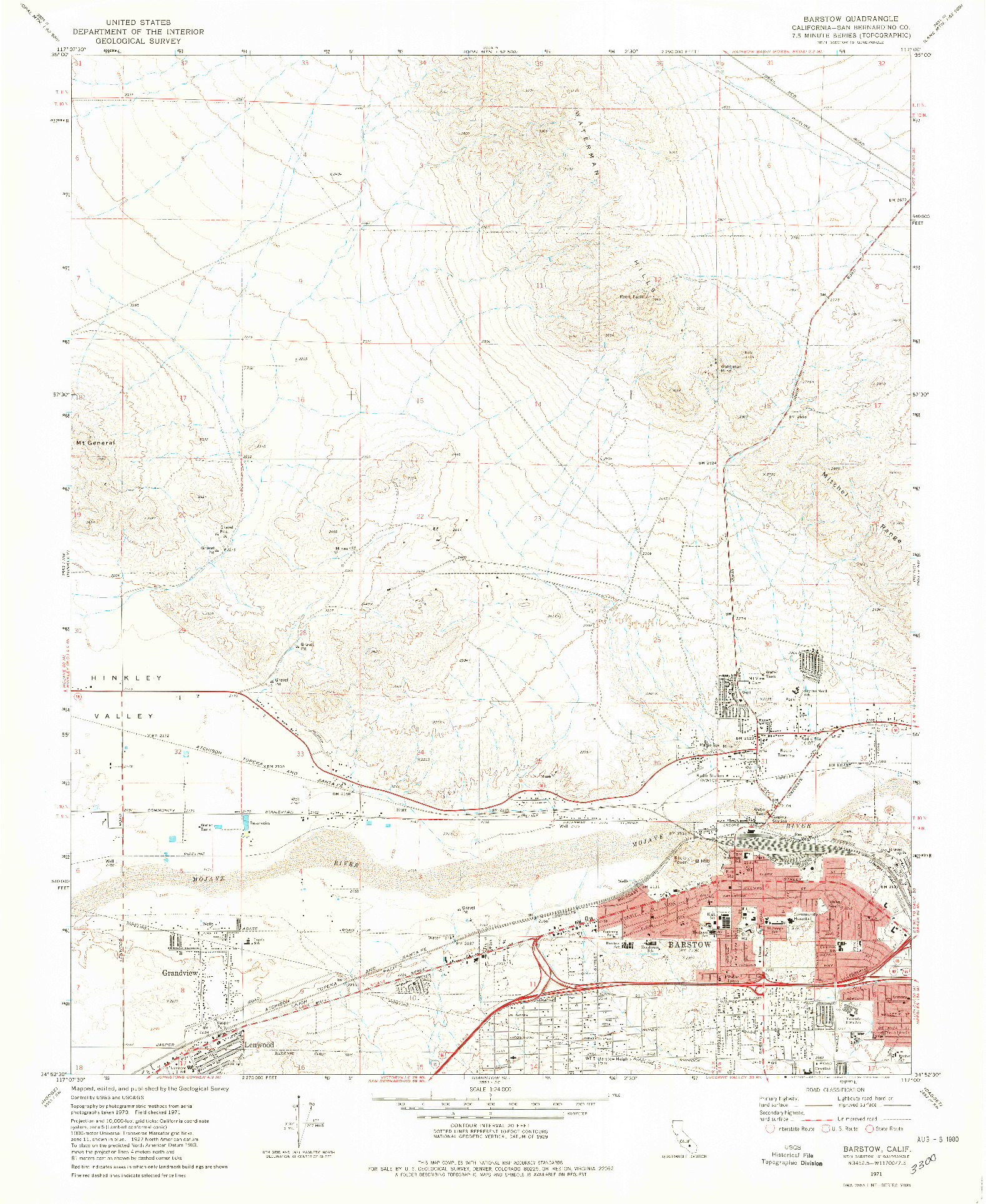 USGS 1:24000-SCALE QUADRANGLE FOR BARSTOW, CA 1971