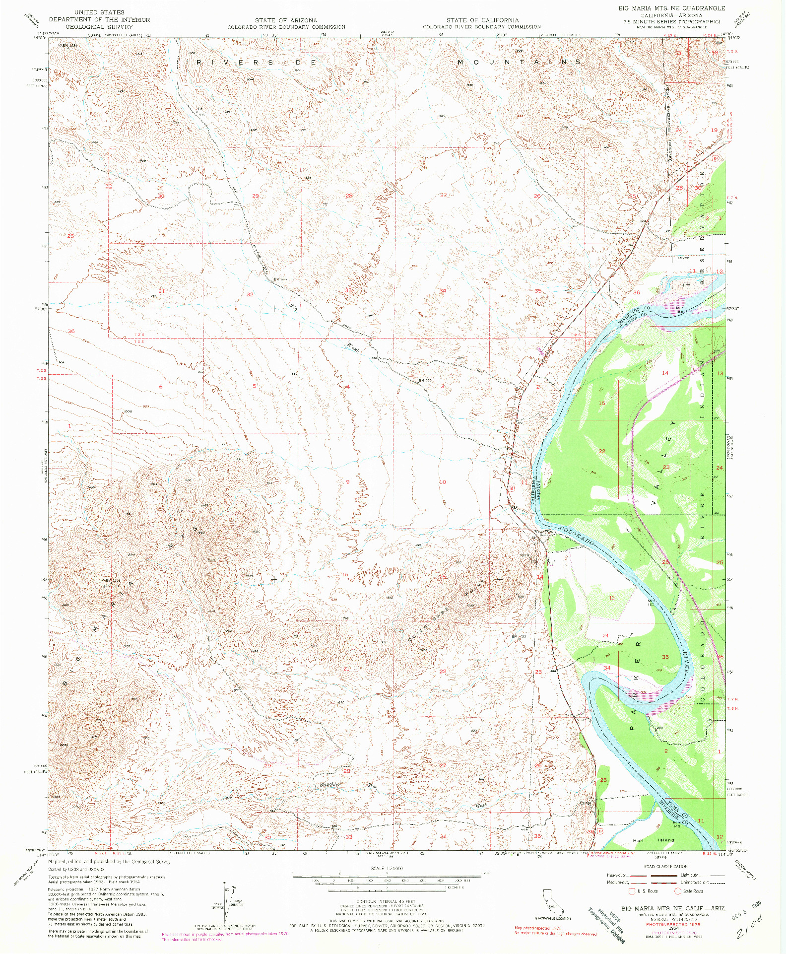 USGS 1:24000-SCALE QUADRANGLE FOR BIG MARIA MTS NE, CA 1954