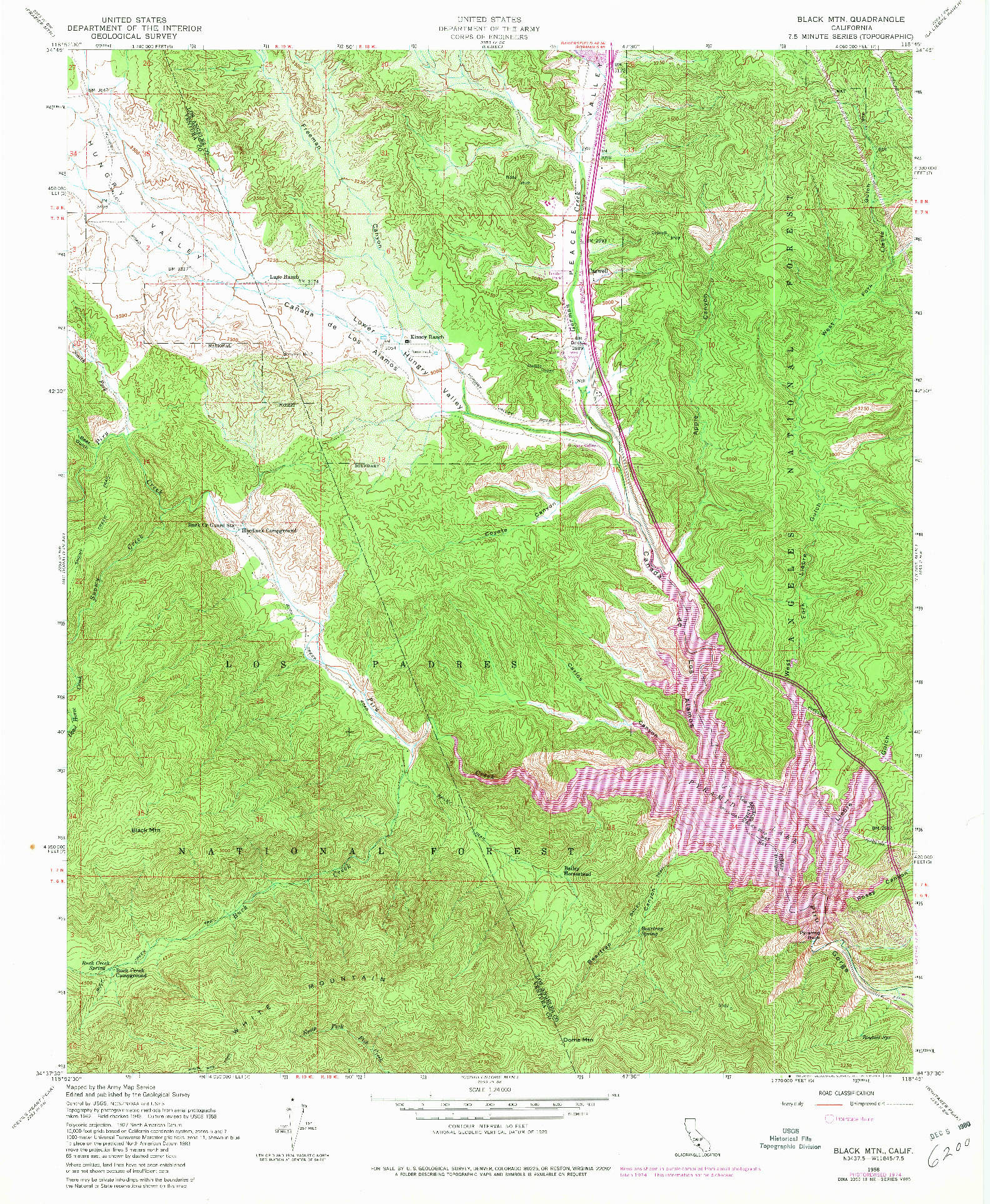 USGS 1:24000-SCALE QUADRANGLE FOR BLACK MTN, CA 1958