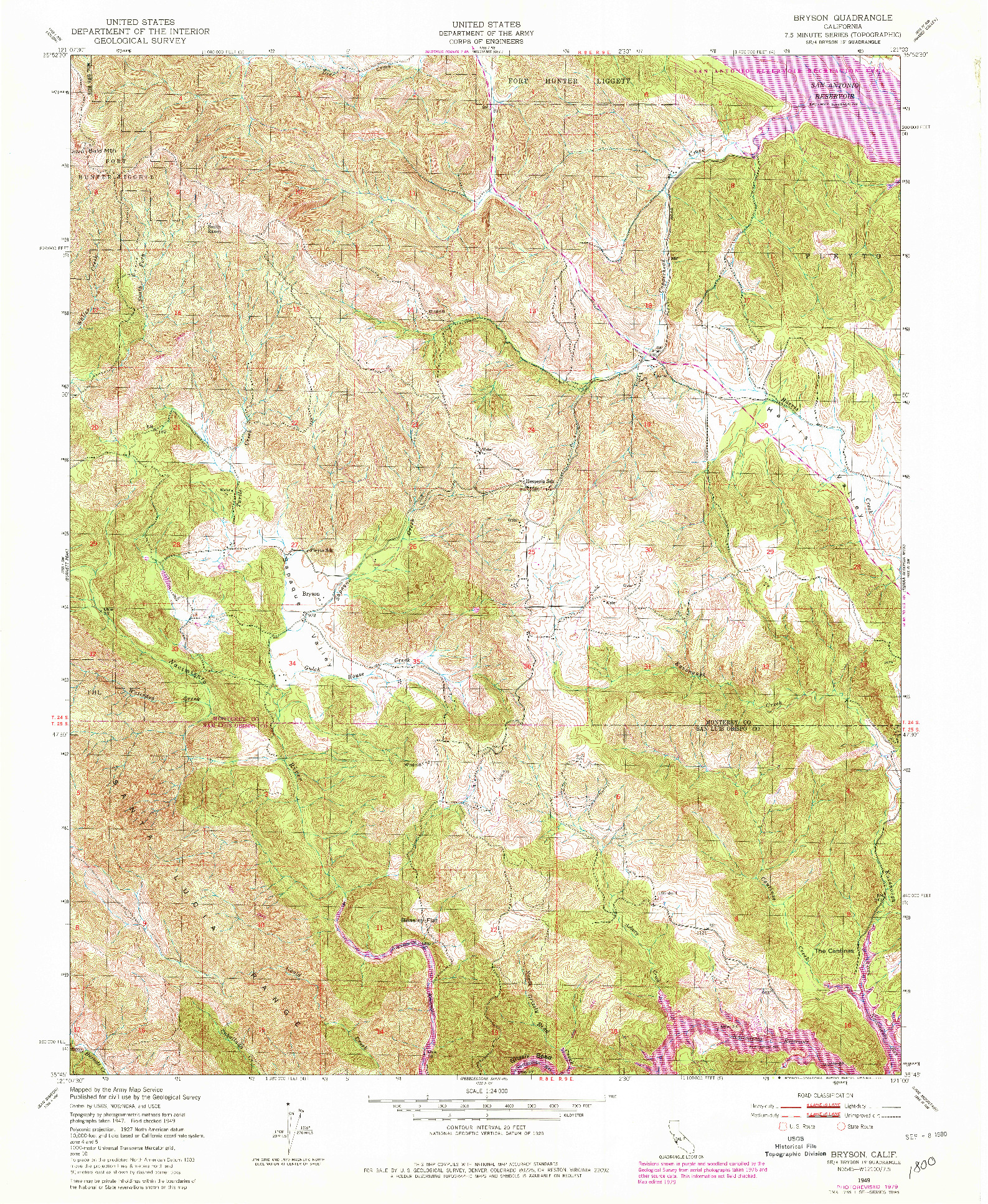 USGS 1:24000-SCALE QUADRANGLE FOR BRYSON, CA 1949