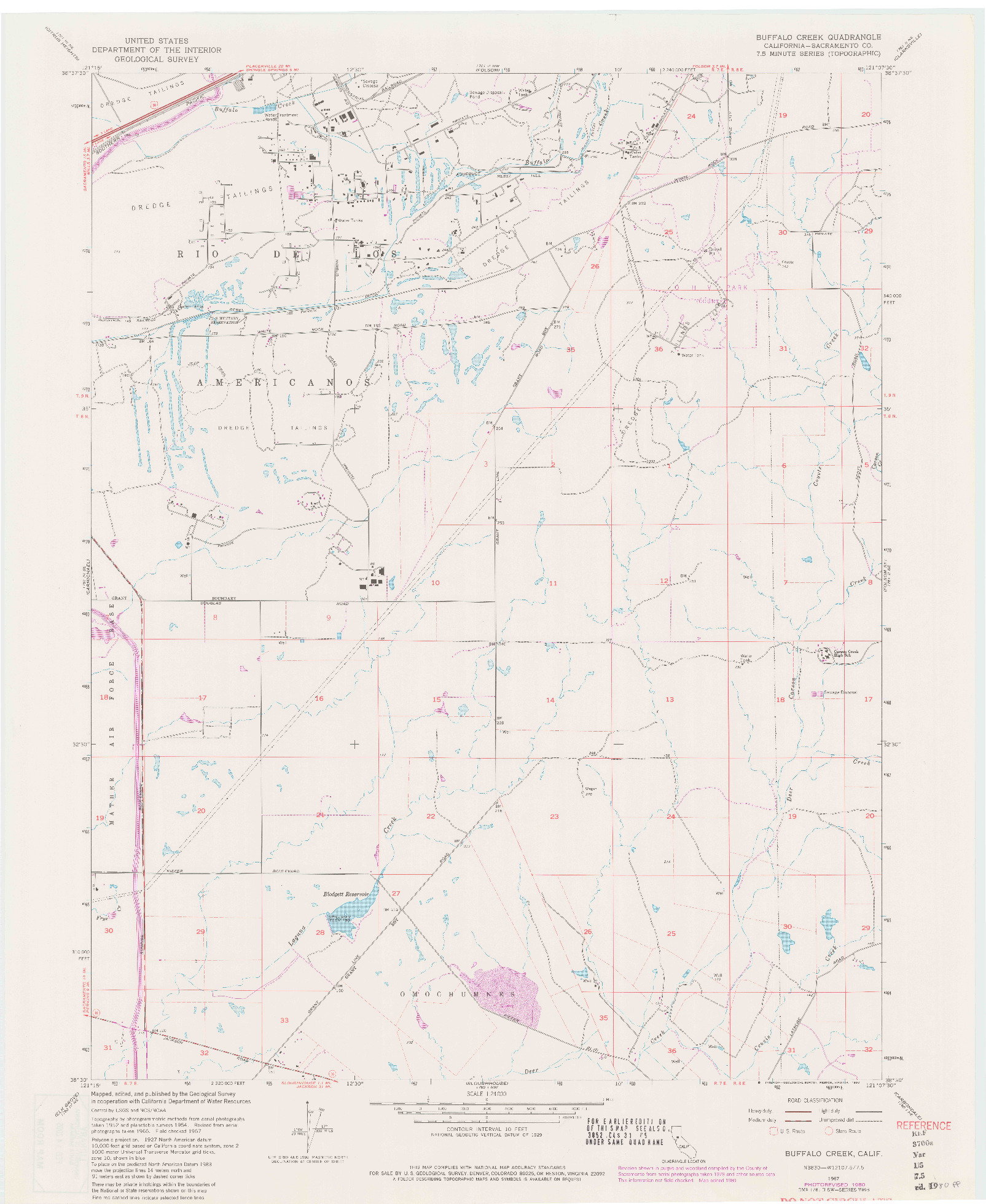 USGS 1:24000-SCALE QUADRANGLE FOR BUFFALO CREEK, CA 1967