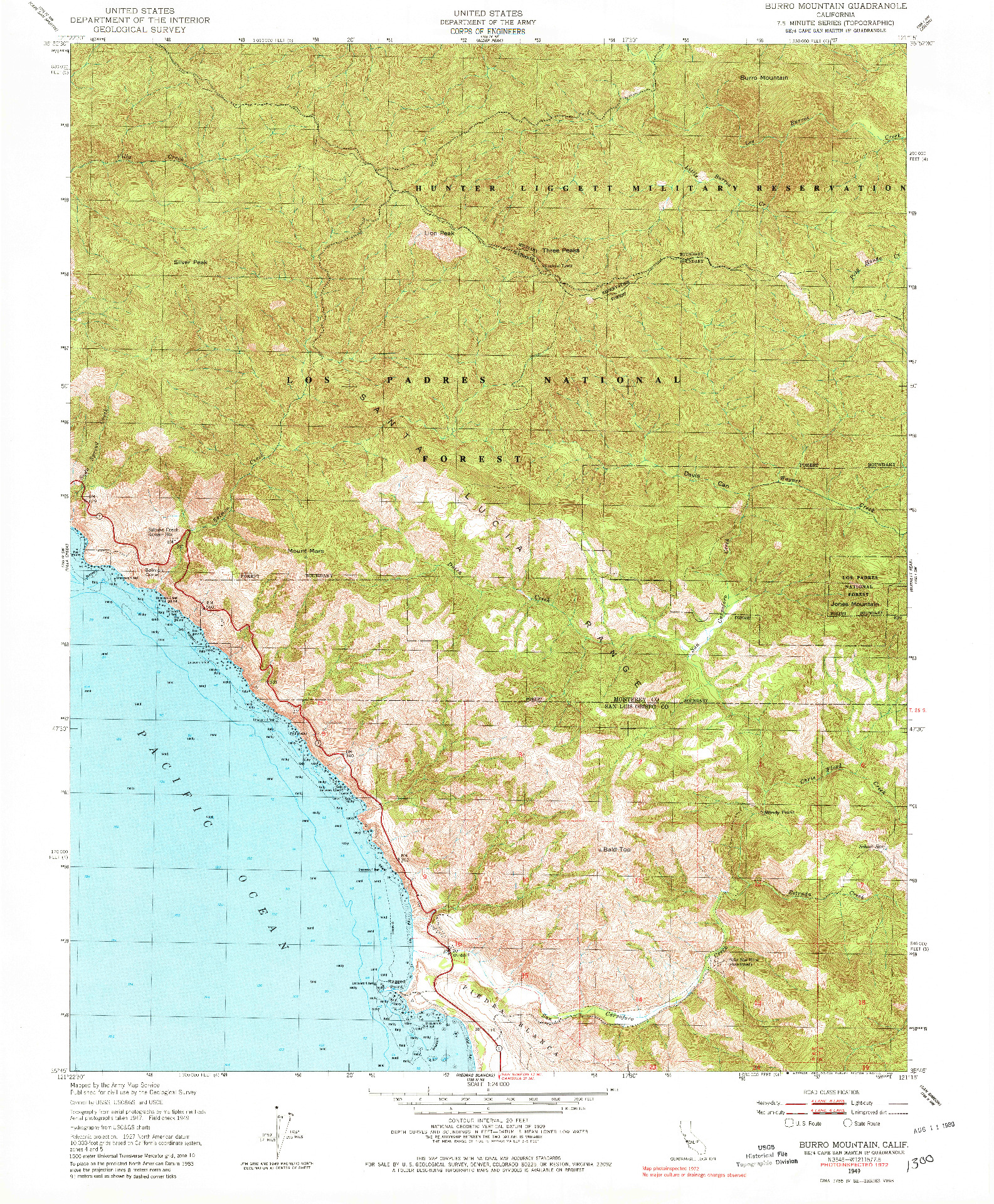 USGS 1:24000-SCALE QUADRANGLE FOR BURRO MOUNTAIN, CA 1949