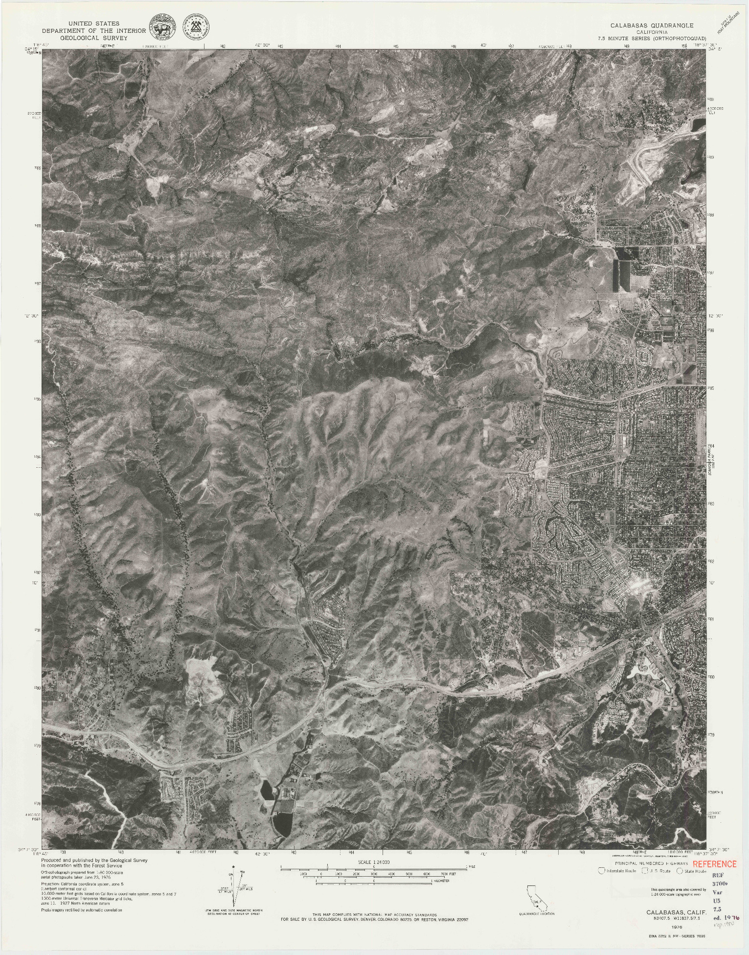 USGS 1:24000-SCALE QUADRANGLE FOR CALABASAS, CA 1976