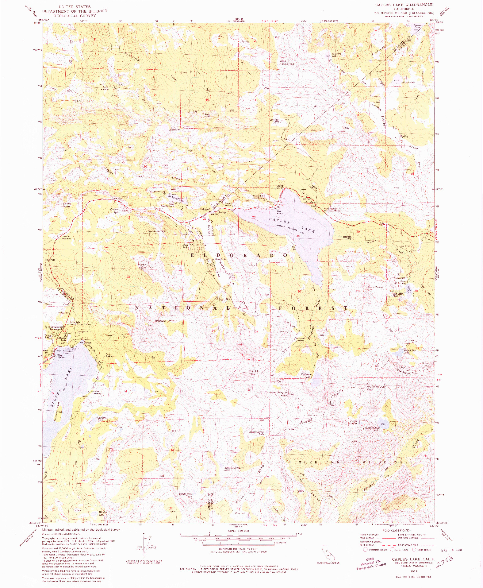 USGS 1:24000-SCALE QUADRANGLE FOR CAPLES LAKE, CA 1979