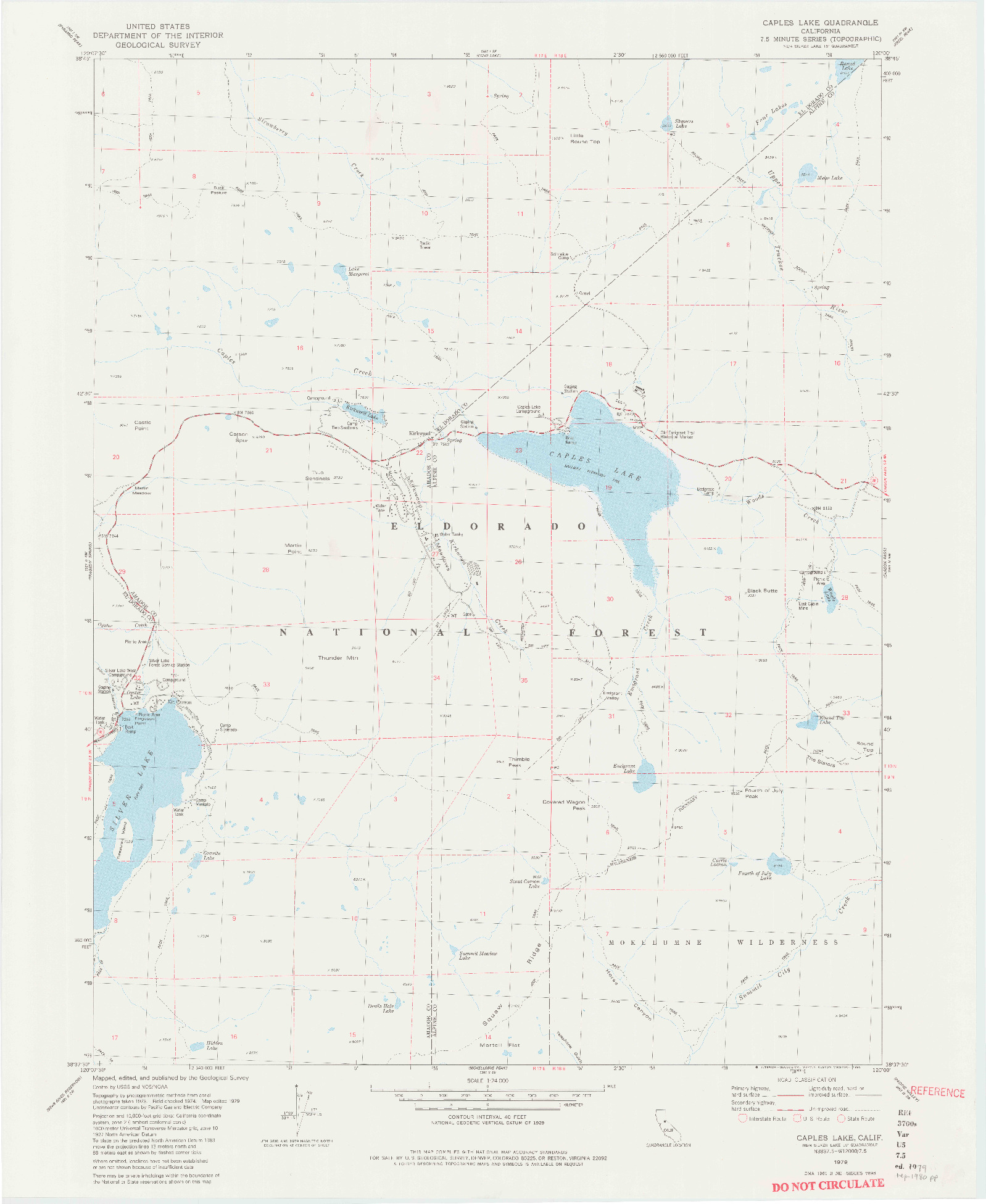 USGS 1:24000-SCALE QUADRANGLE FOR CAPLES LAKE, CA 1979